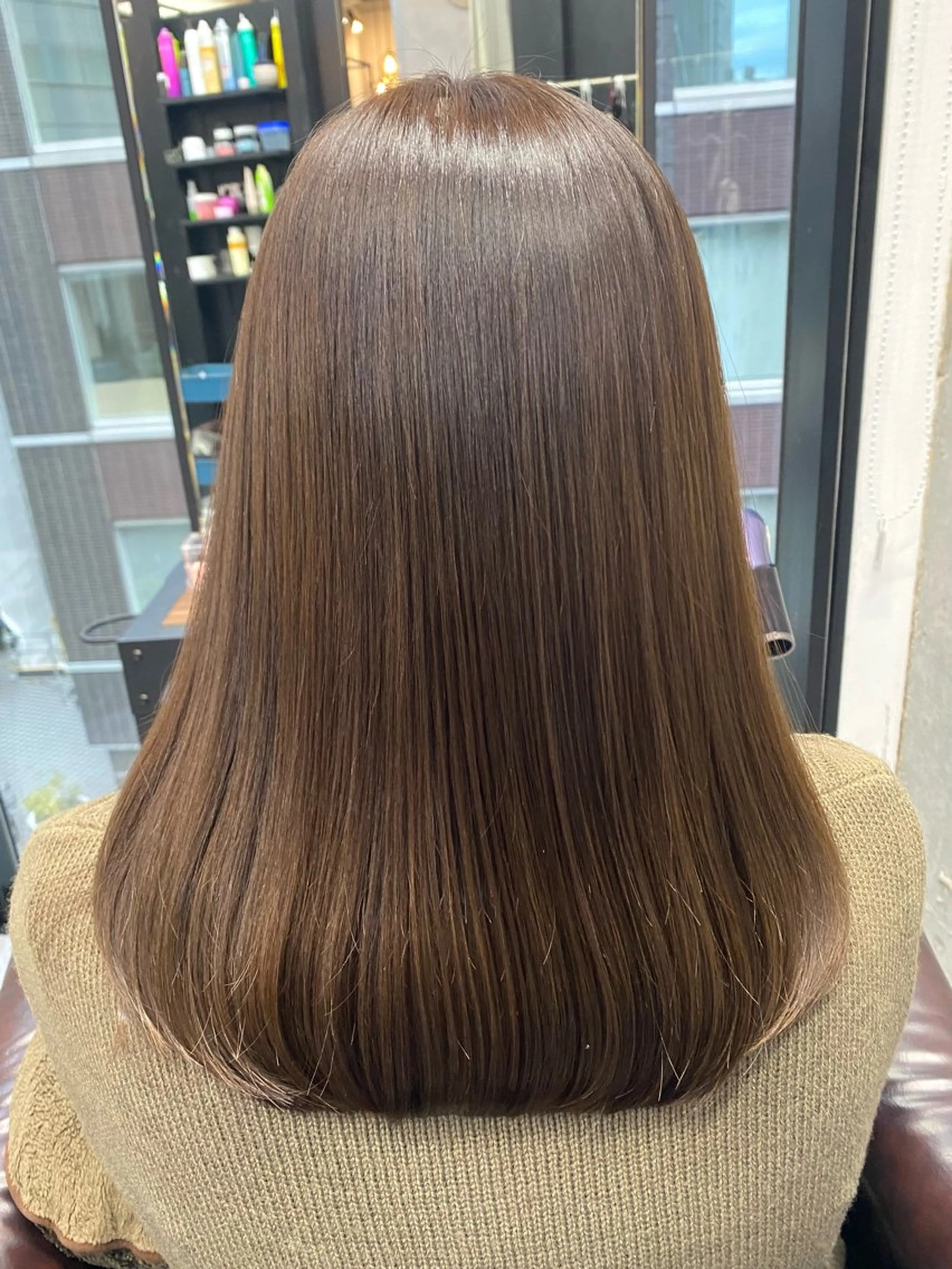 セミロング 縮毛矯正 韓国風/ワンホンヘア 髪質改善/MaCoのヘアスタイル