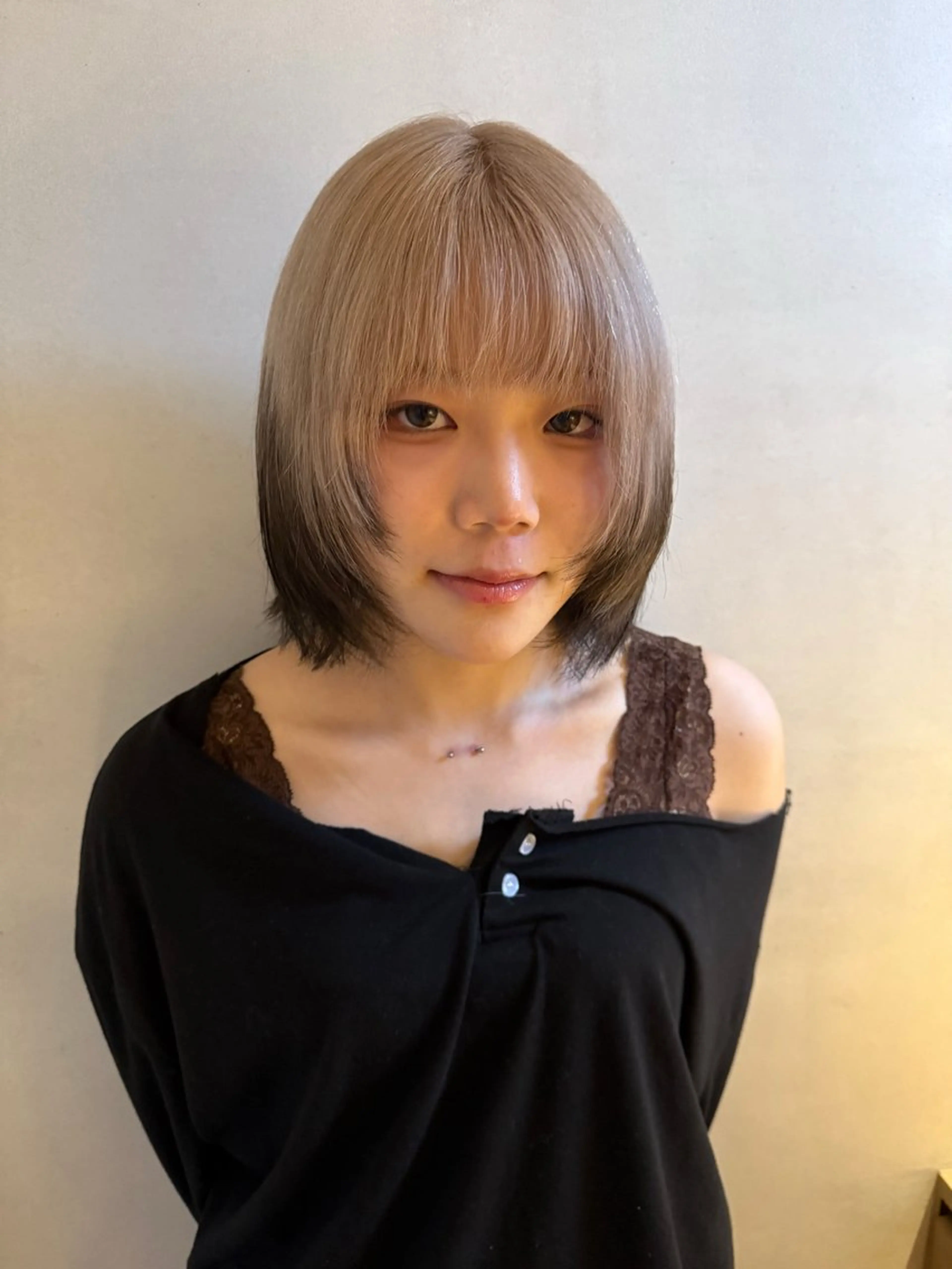 ミディアム カラー ヘアカラー ボブ/ブリーチ/ 梅田中崎町/あかりのヘアスタイル