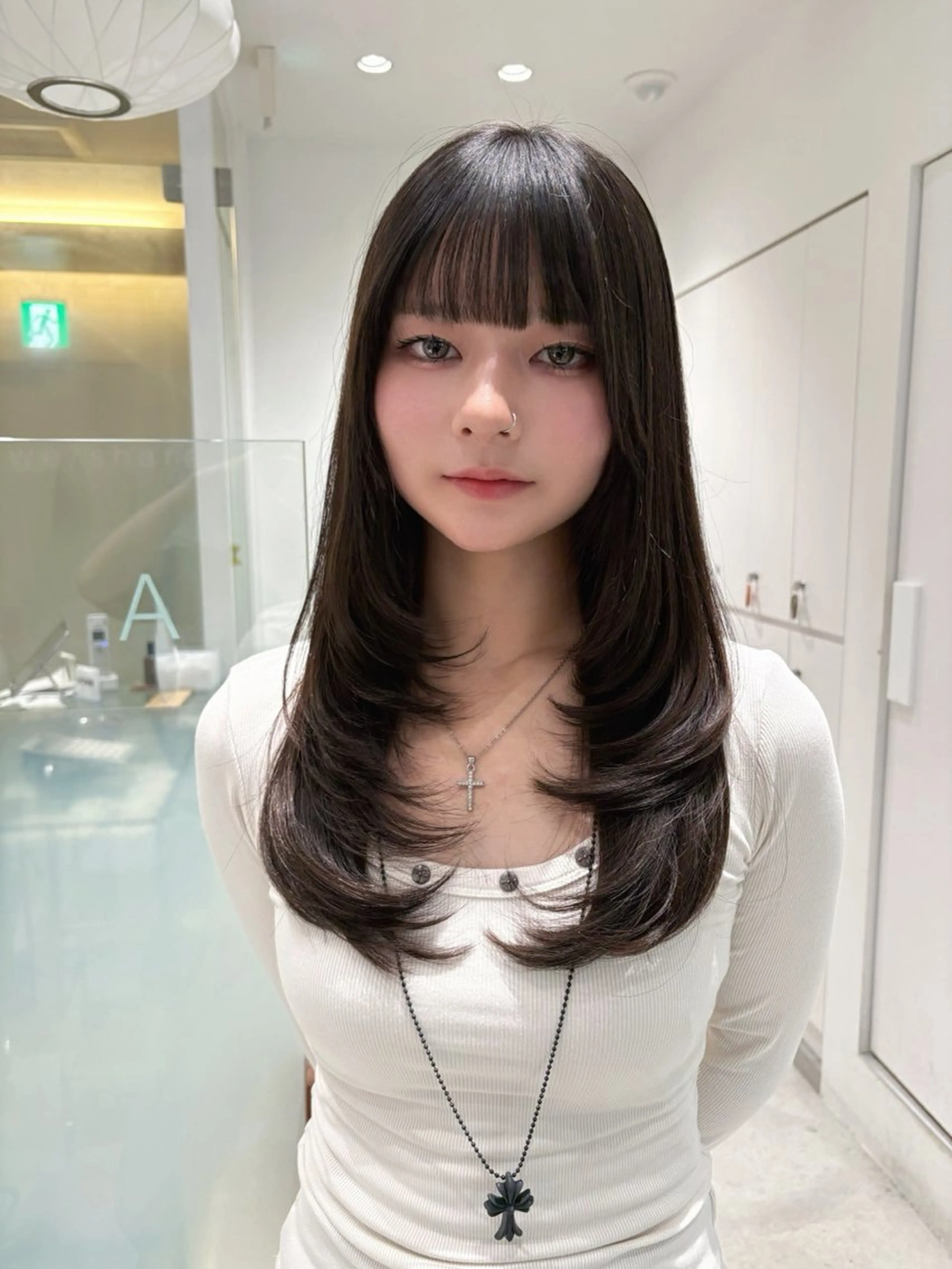 ロング カラー カット ヘアカラー トリートメント 🎀優姫 🎀 韓国レイヤーのヘアスタイル