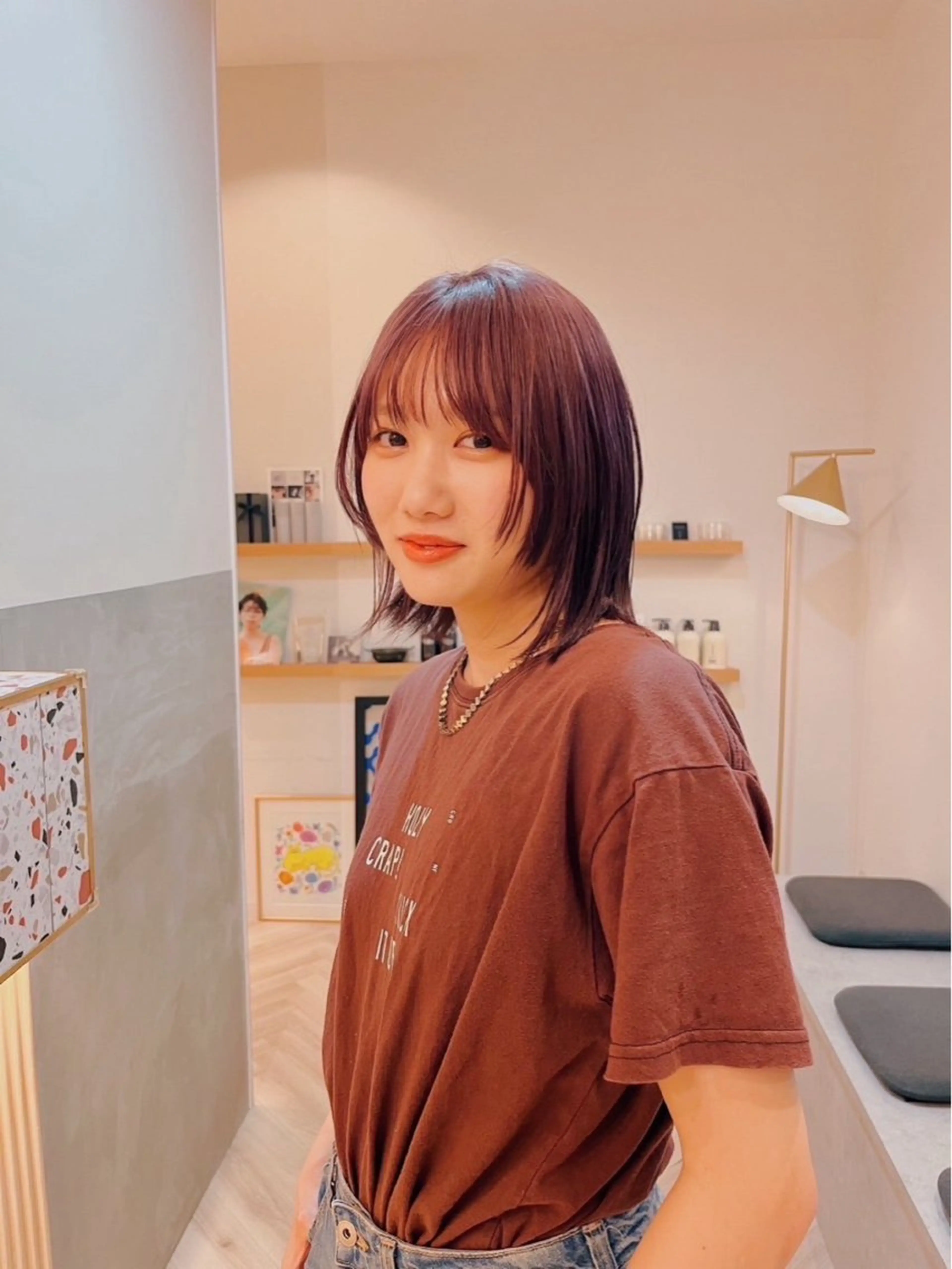 ミディアム カラー カット ヘアカラー トリートメント このか/似合わせ/ 透明感/ダブルカラーのヘアスタイル