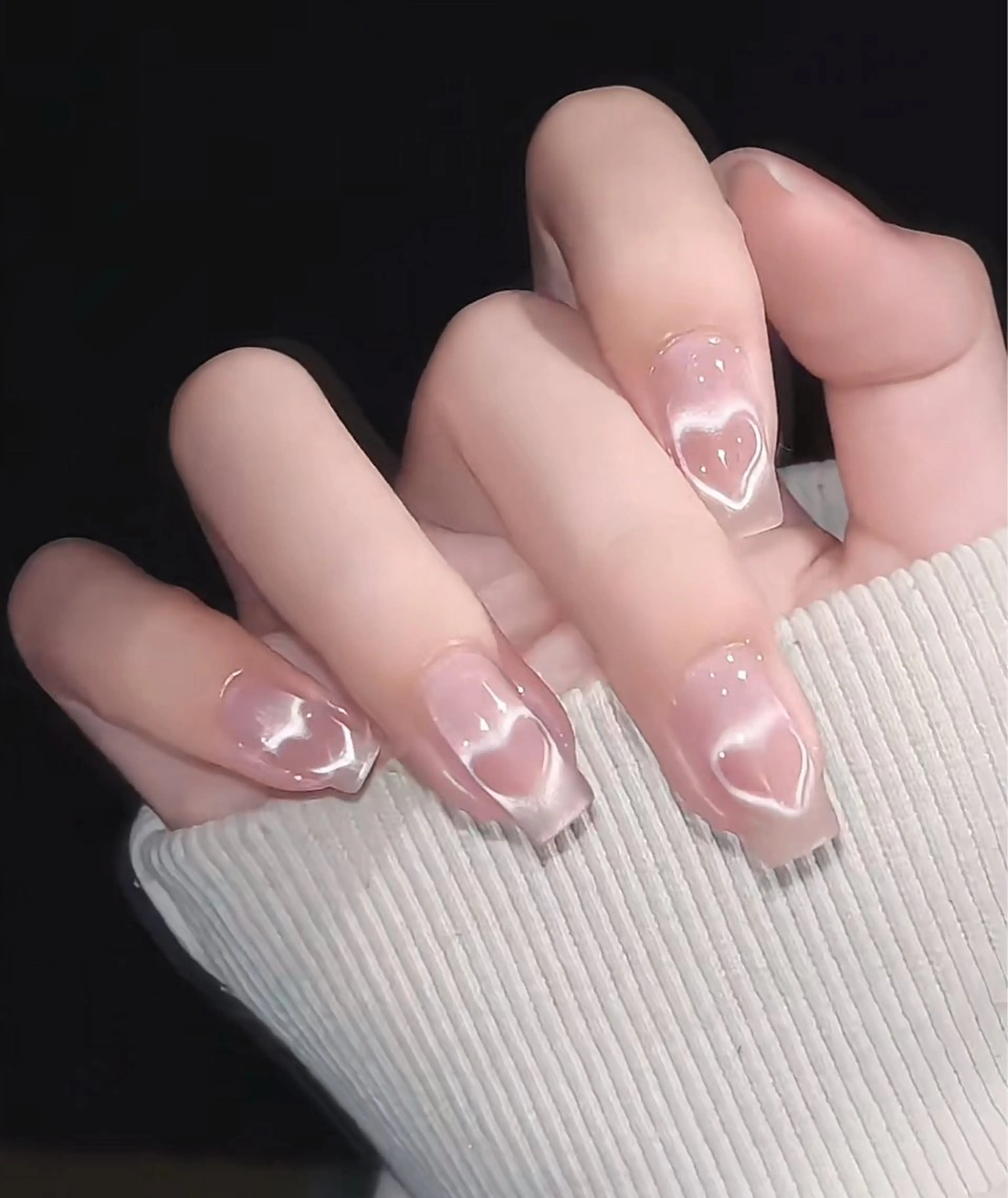 ネイル チークネイル 長さ出し フレンチネイル ガーリー 韓国ネイル ハンドネイル NEW NAIL所属・NEW NAIL 池袋のネイルデザイン
