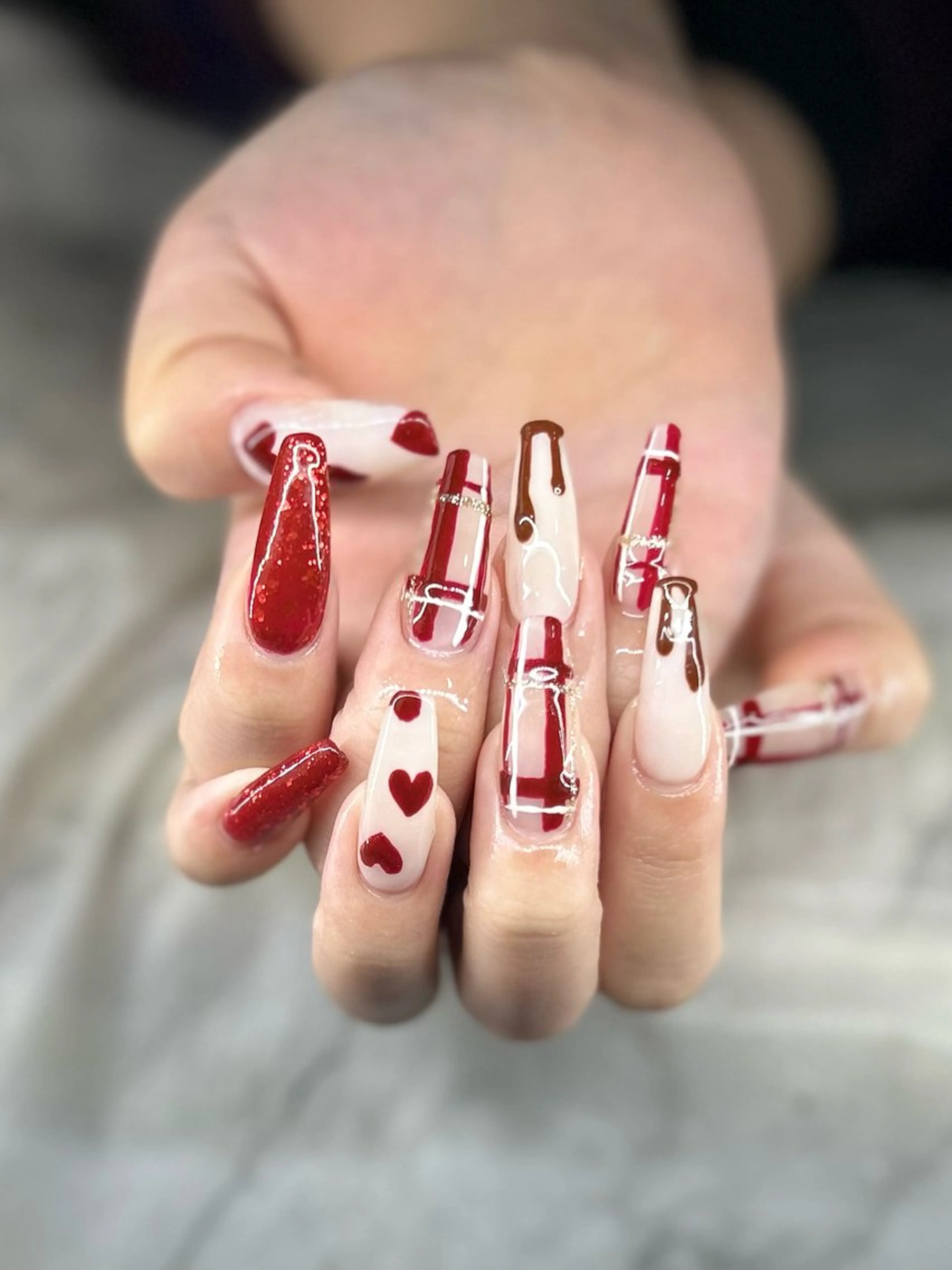 ネイル バレンタイン 長さ出し専門HALE NAIL さとうのネイルデザイン