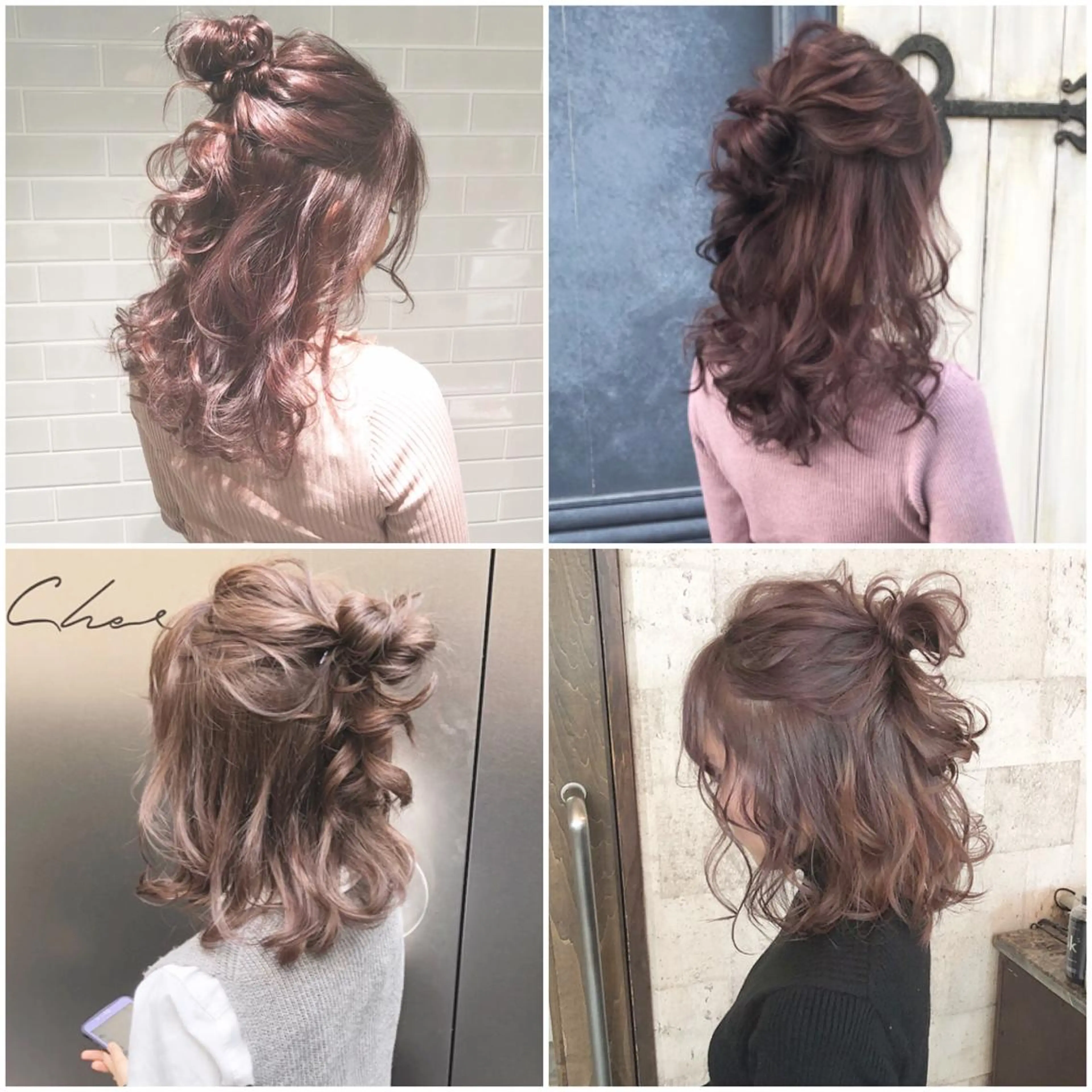 セミロング カラー ヘアアレンジ ハーフアップ お団子ヘア autre所属・大久保 ひでなりのヘアスタイル