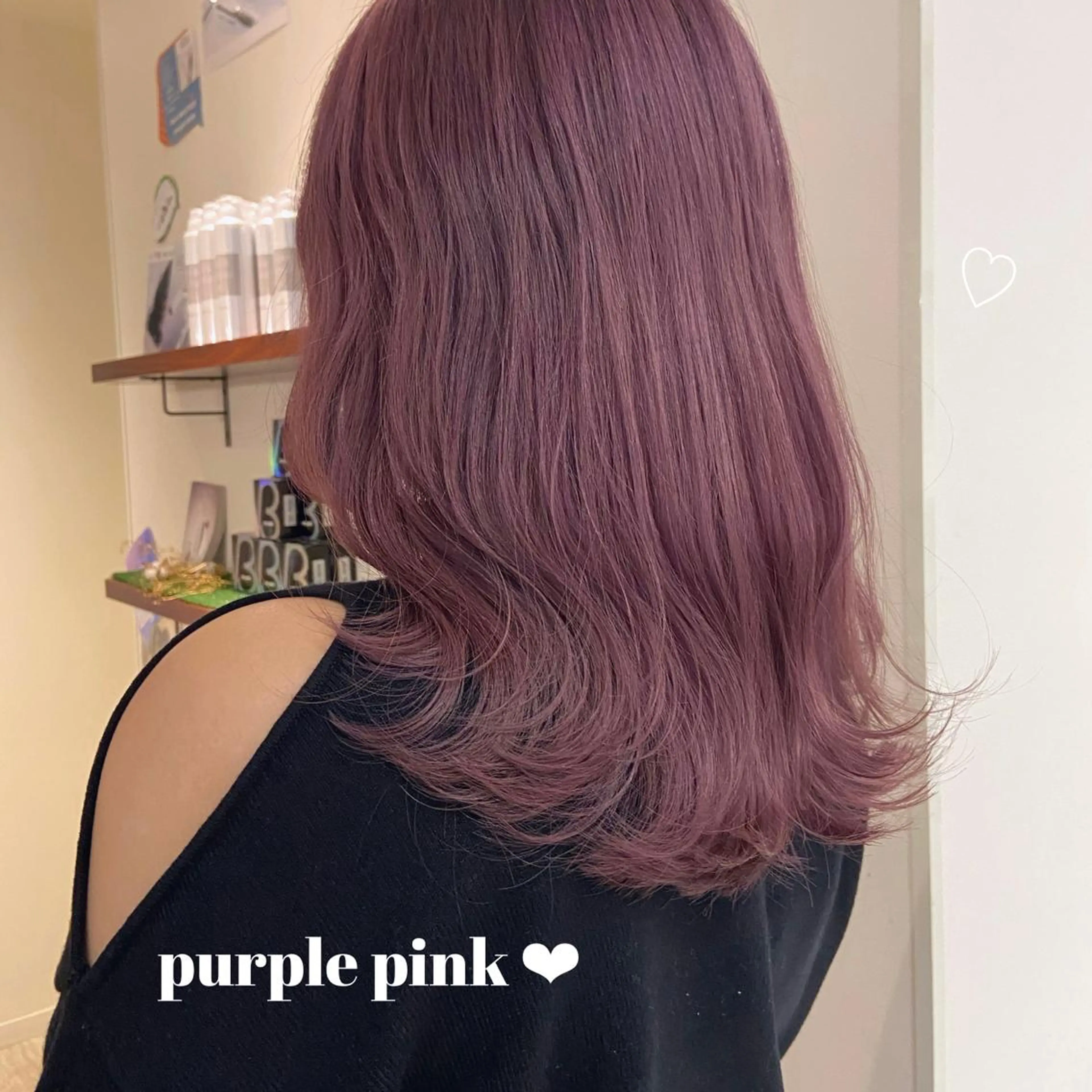 セミロング カラー ブリーチ ピンクカラー パープルカラー カット ヘアカラー 顔まわりカット レイヤー桑原 日花理のヘアスタイル