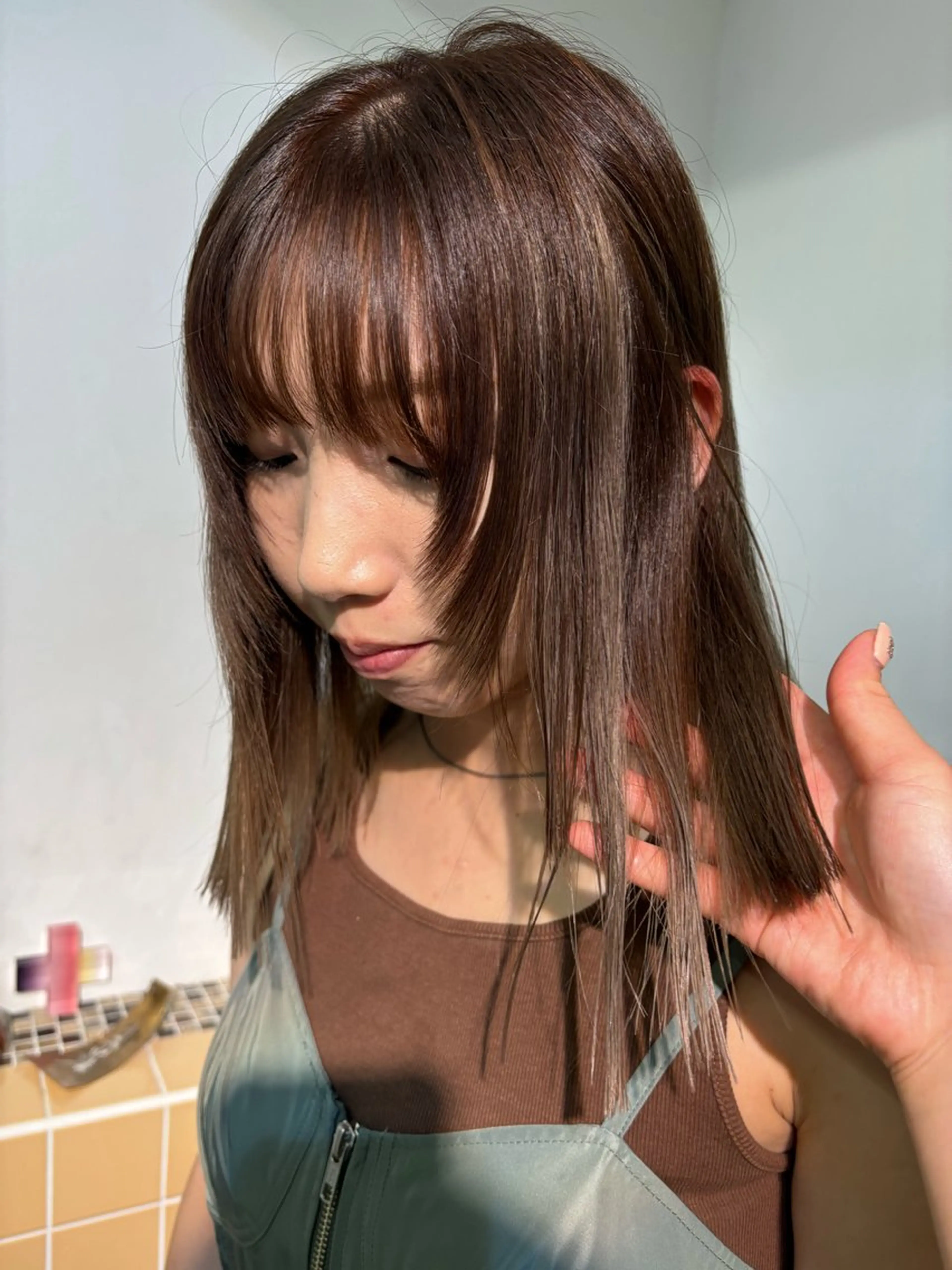 ミディアム カラー カット ヘアカラー トリートメント sakura🌸 レイヤー/nelkeのヘアスタイル