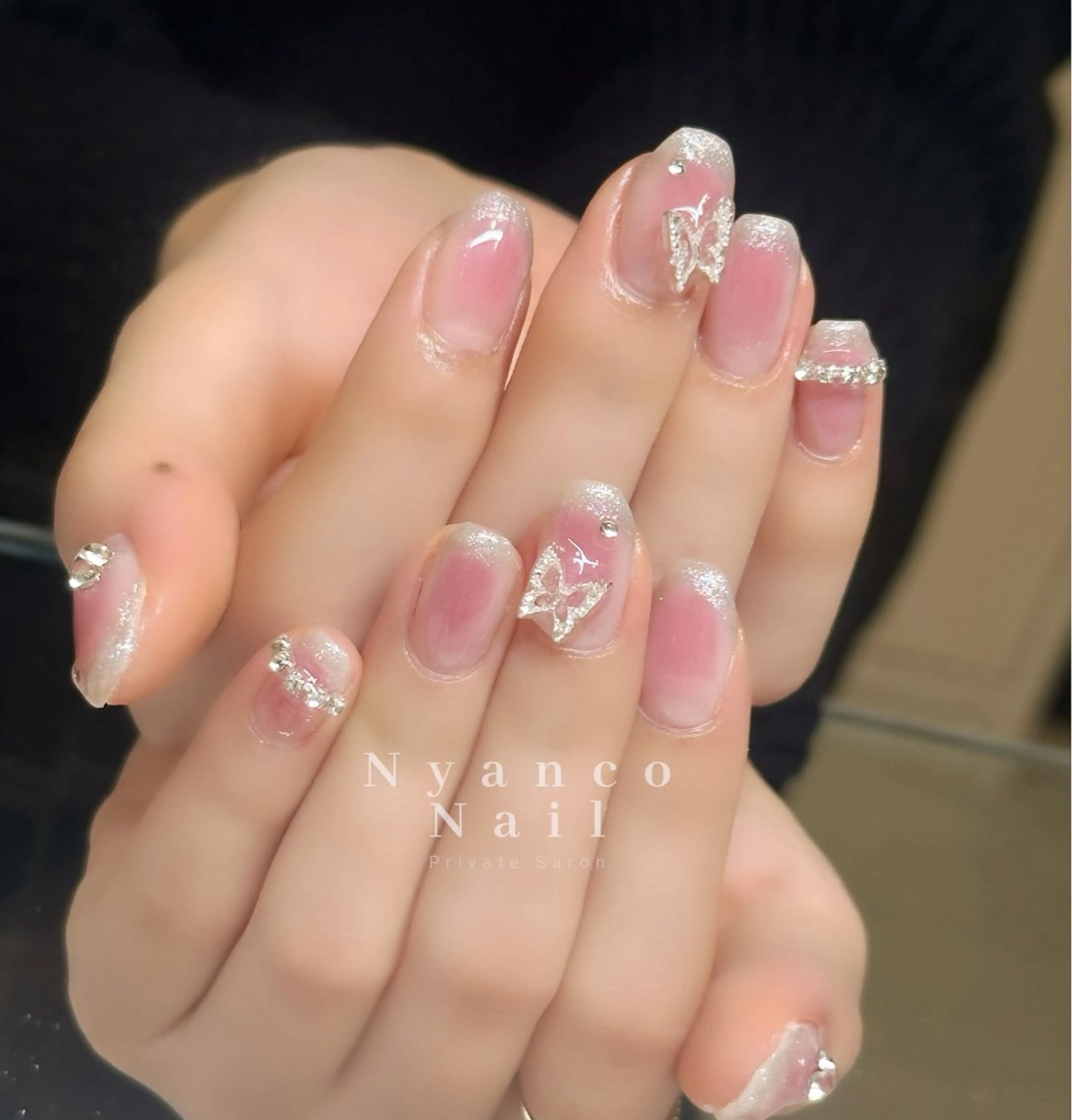 ネイル チークネイル フレンチネイル ジェルネイル キラキラネイル マグネットネイル Nyanco Nailのネイルデザイン