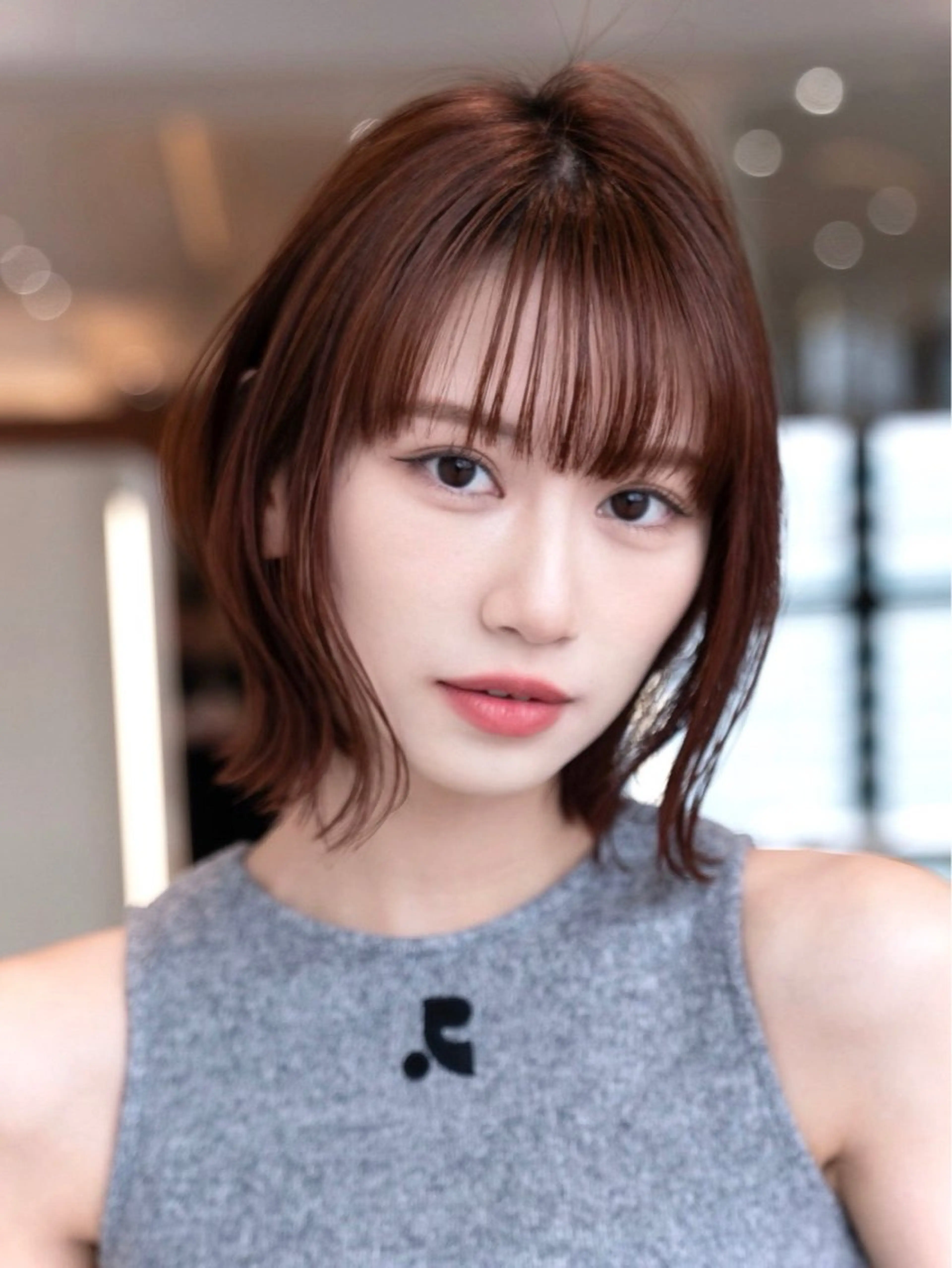 ミディアム カラー カット ヘアカラー トリートメント HAVANA  渋谷所属・くびれボブ×赤み 消しカラー/楓のヘアスタイル