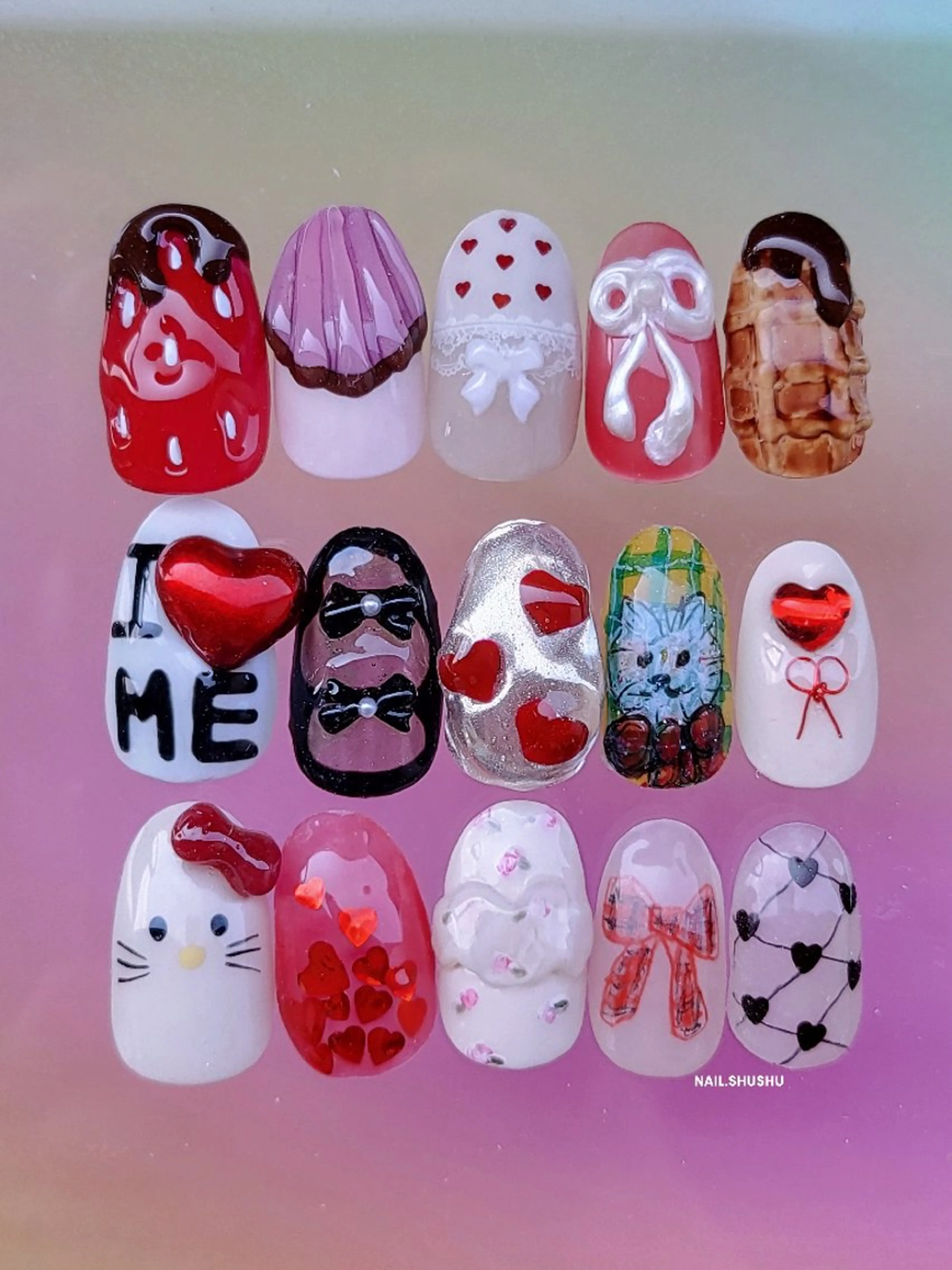 ネイル ハンドネイル 3dパーツ/流行り 👧shushu❤️のネイルデザイン