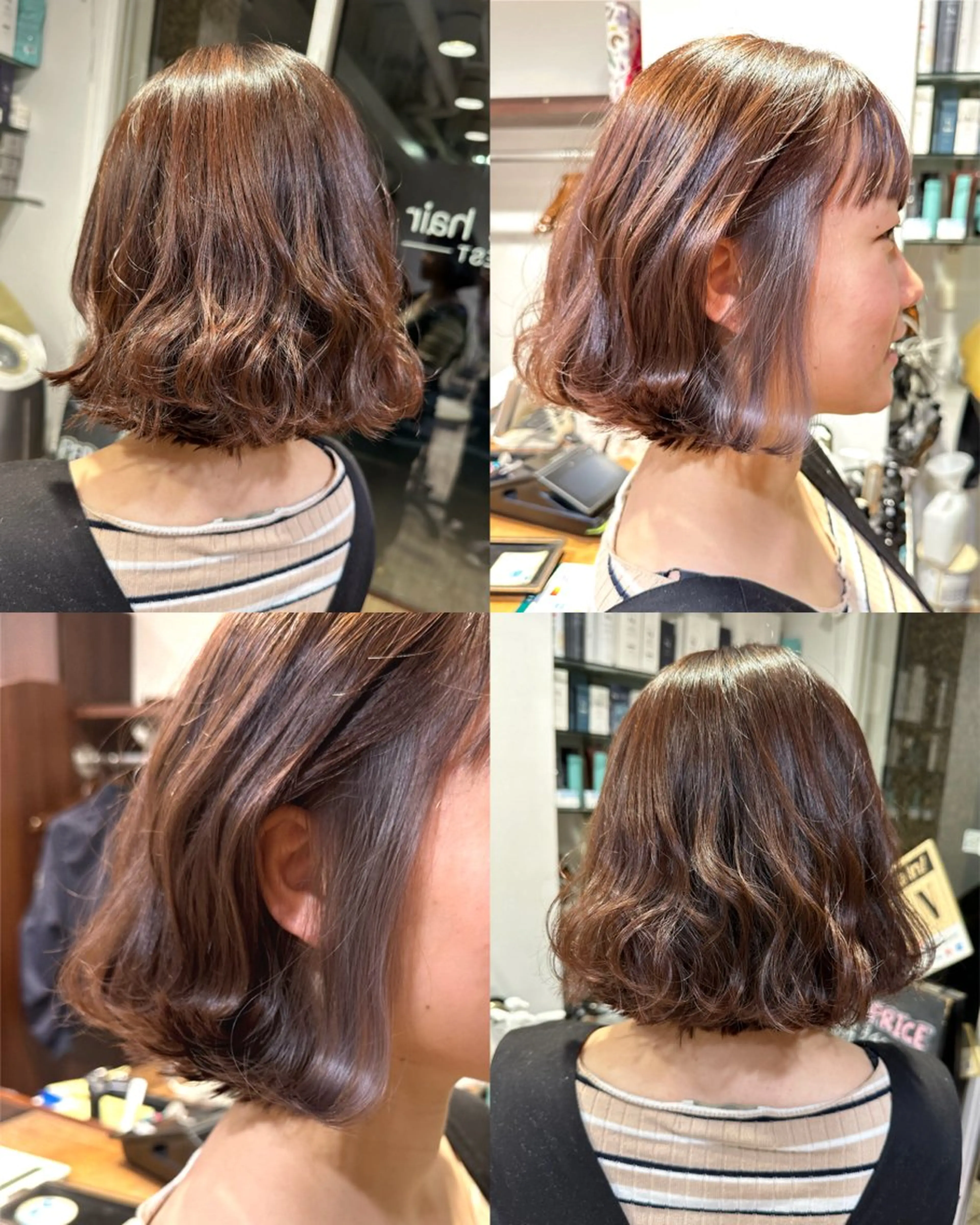 ショート ピンクブラウン ボブ 宇都 唯のヘアスタイル