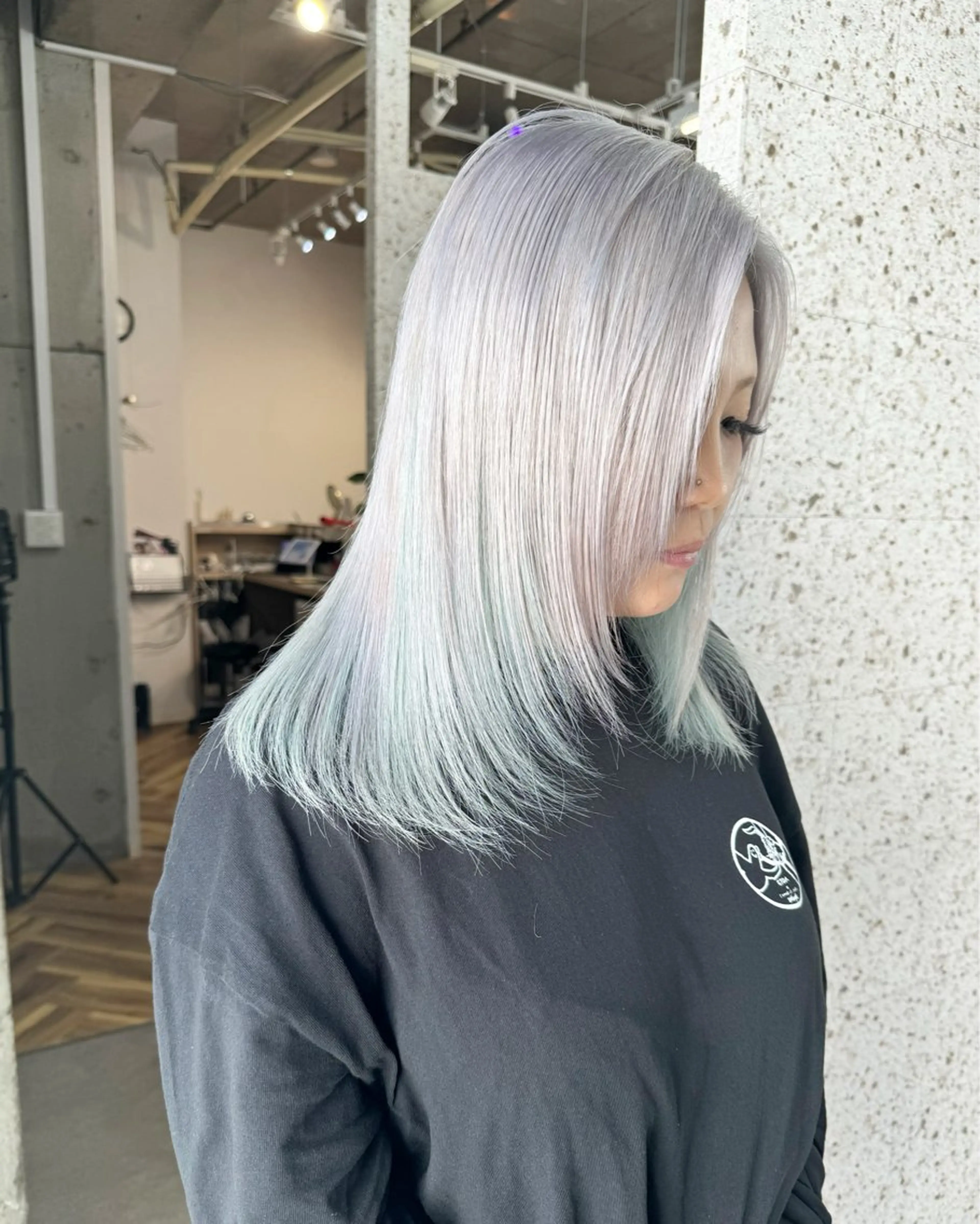 セミロング カラー ヘアアレンジ セミロングパーマ ブリーチ ブルーカラー ケアブリーチ ダブルカラー ヘアカラー トリートメント lani 天神大名/ブリーチのヘアスタイル