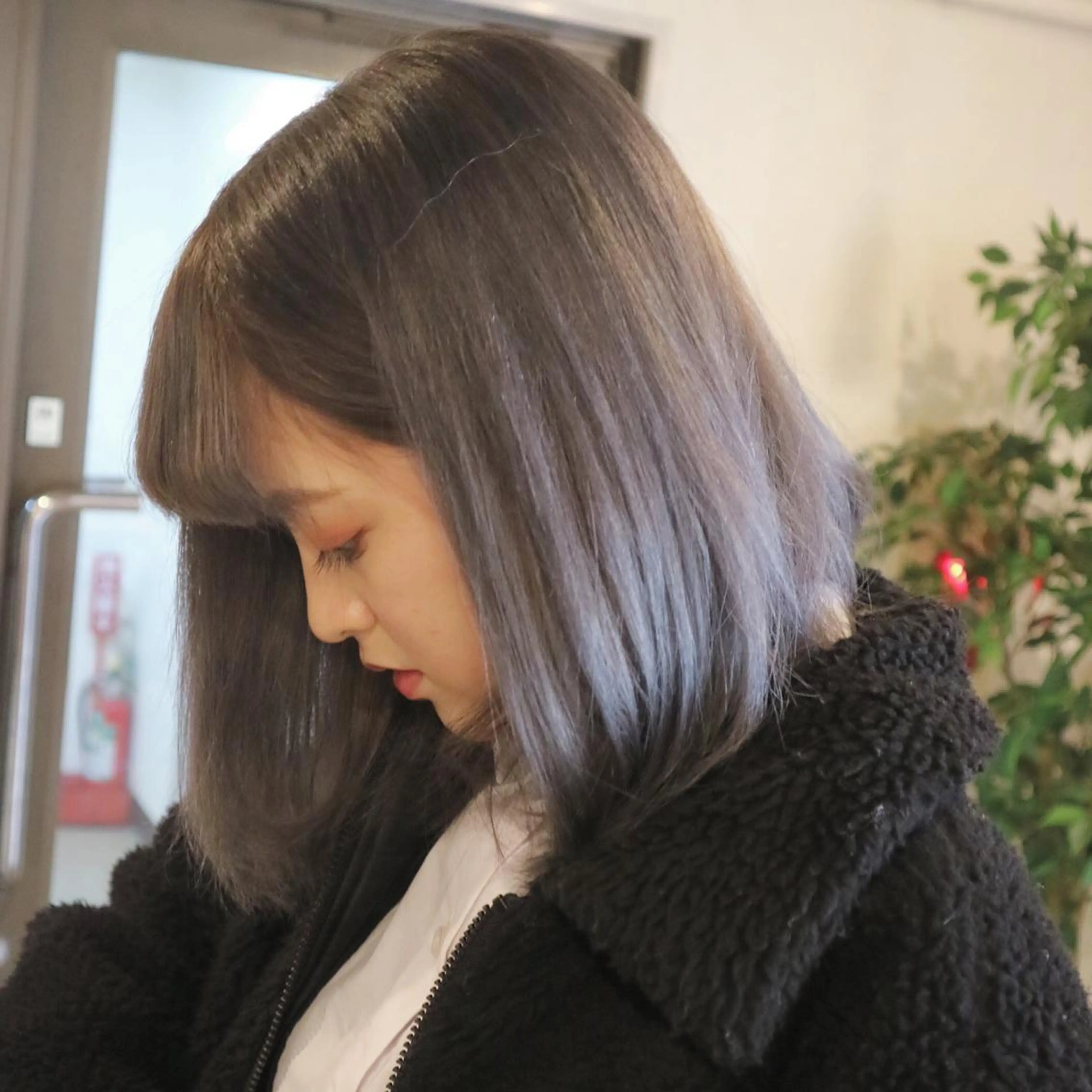 ミディアム カラー アディクシーカラー ブリーチ グレージュ JIL BLAN 京都のヘアスタイル