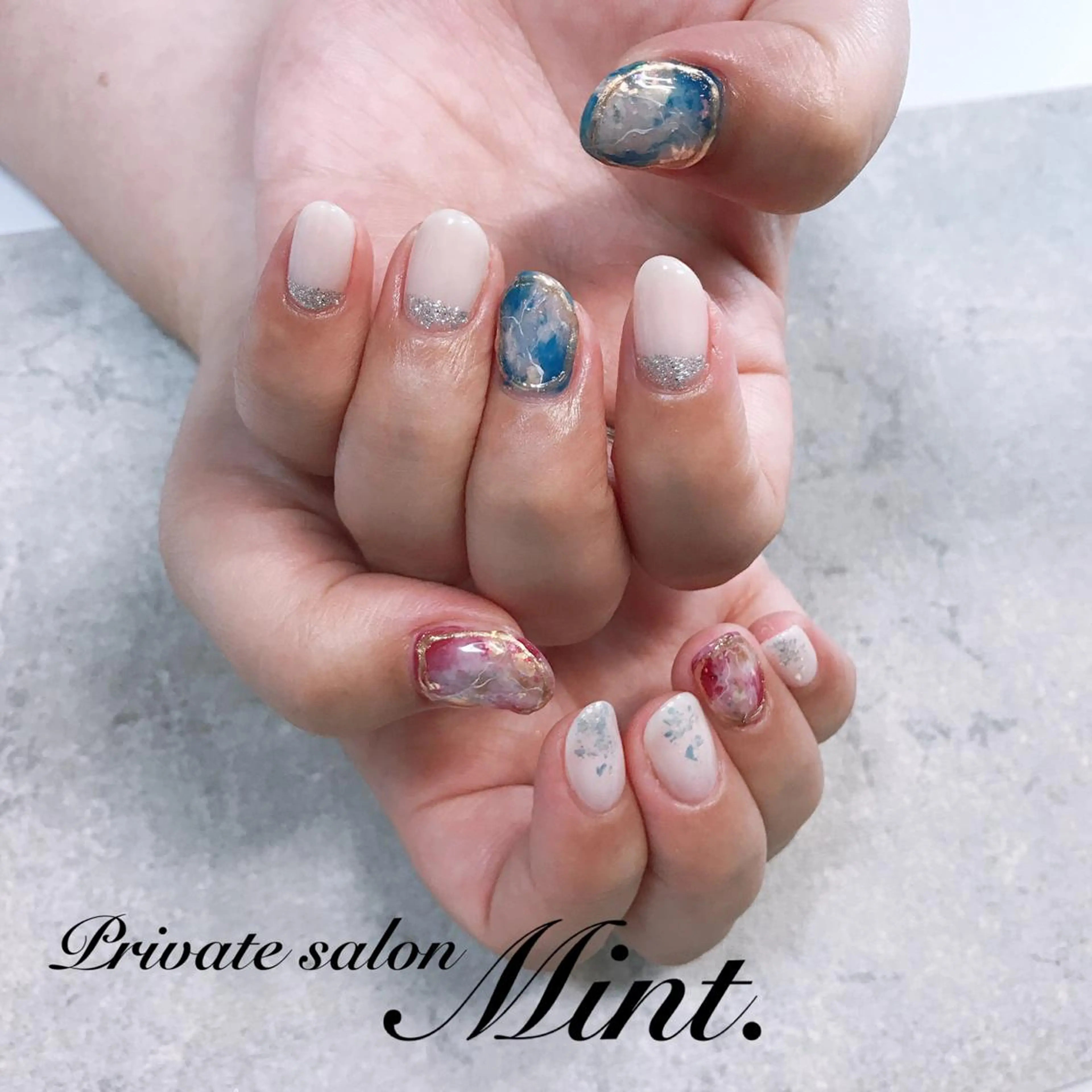 ショート ネイル ジェルネイル ニュアンスネイル ハンドネイル Mint. nailのネイルデザイン