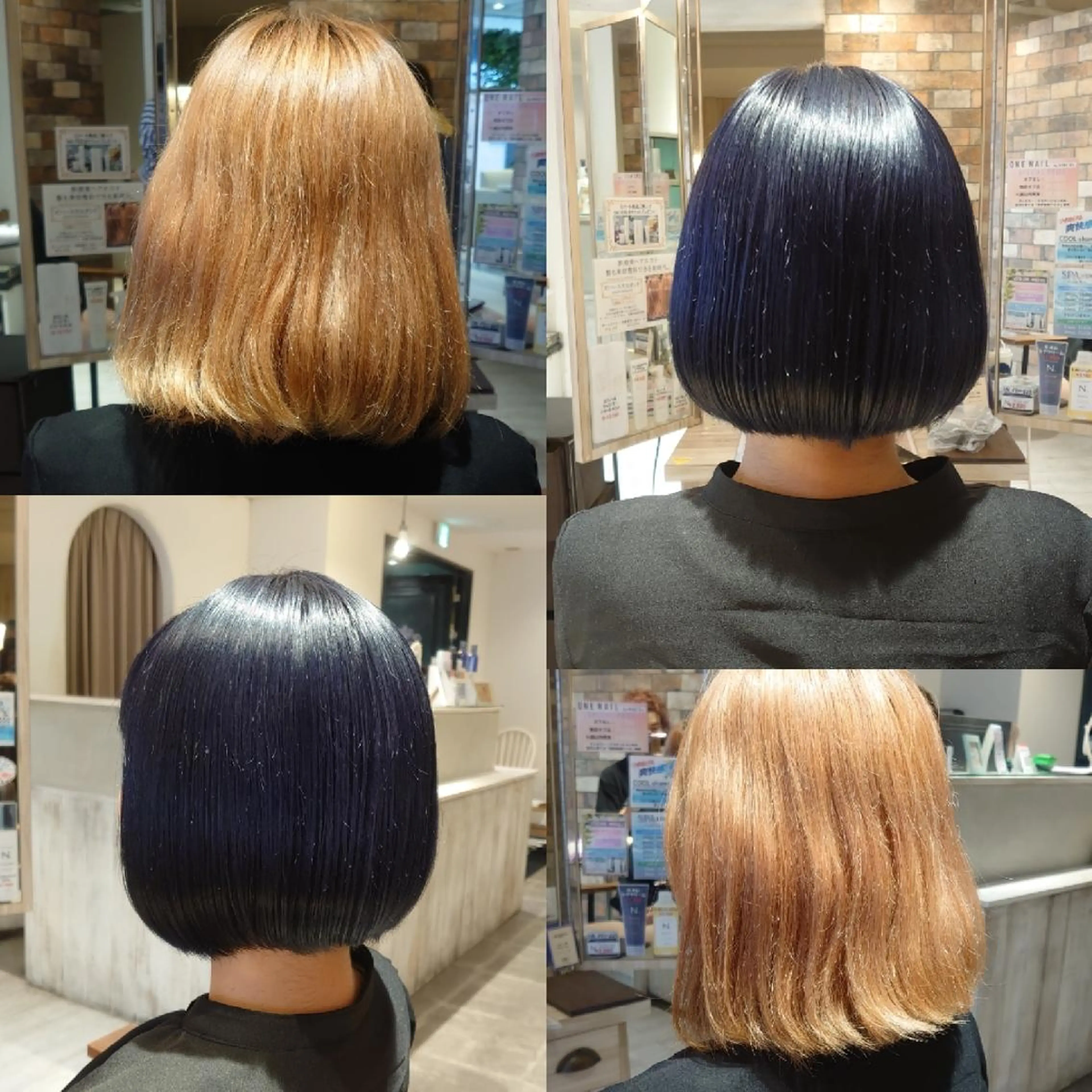 ショート カラー 黒髪 ブリーチ ブルーカラー ブルーブラック E Komo hair所属・Wow❕E Komo hair 永井一輝のヘアスタイル