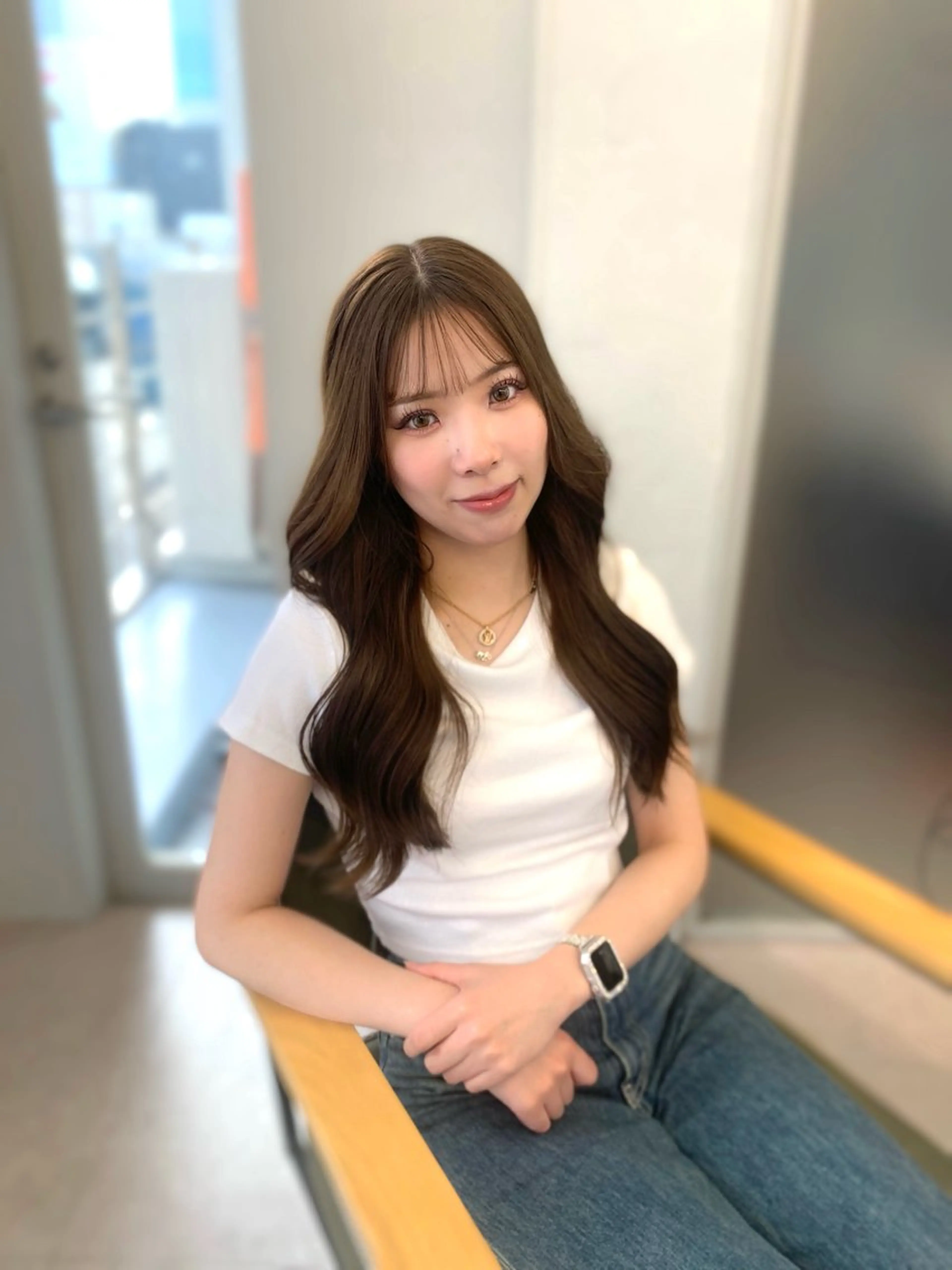 ロング カット ヘアカラー トリートメント shes茶屋町アリサ 🎀顔周り×韓国風のヘアスタイル