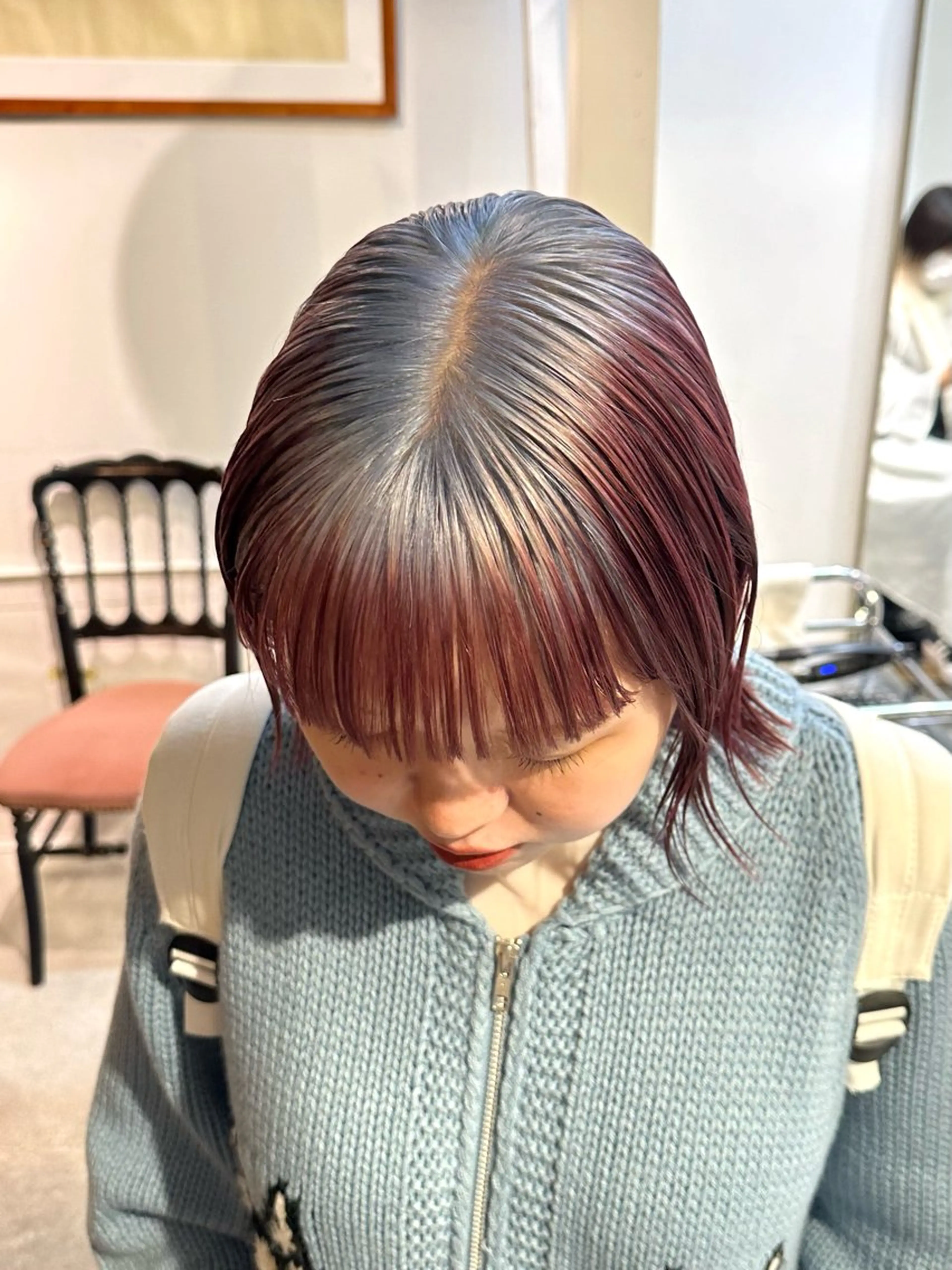 ミディアム ヘアカラー トリートメント 抜きっぱなしブロンド ササキカズマのヘアスタイル