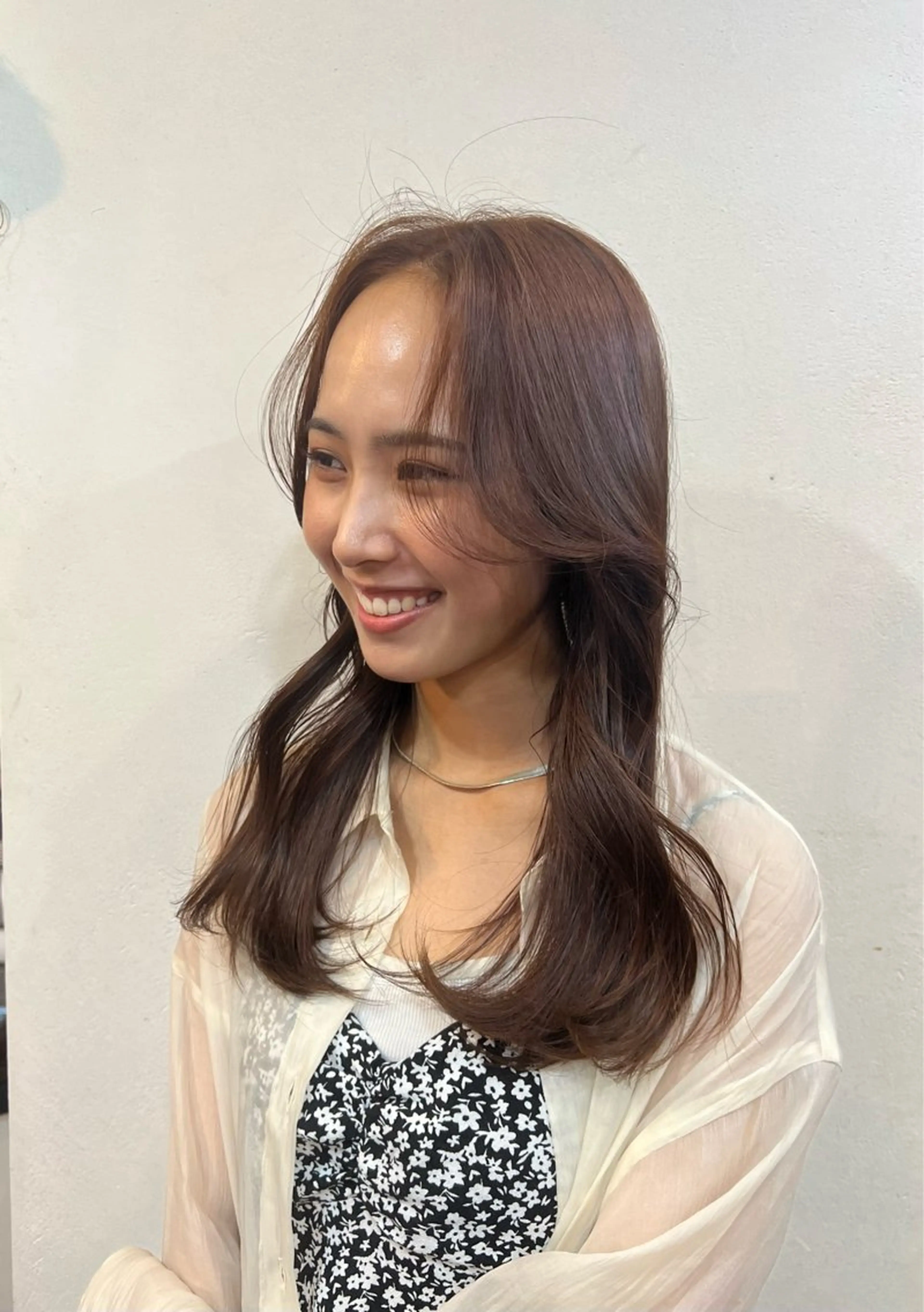 セミロング カラー ブラウンカラー オレンジ オレンジブラウン パーマモデル募集中 🎀華澄のヘアスタイル