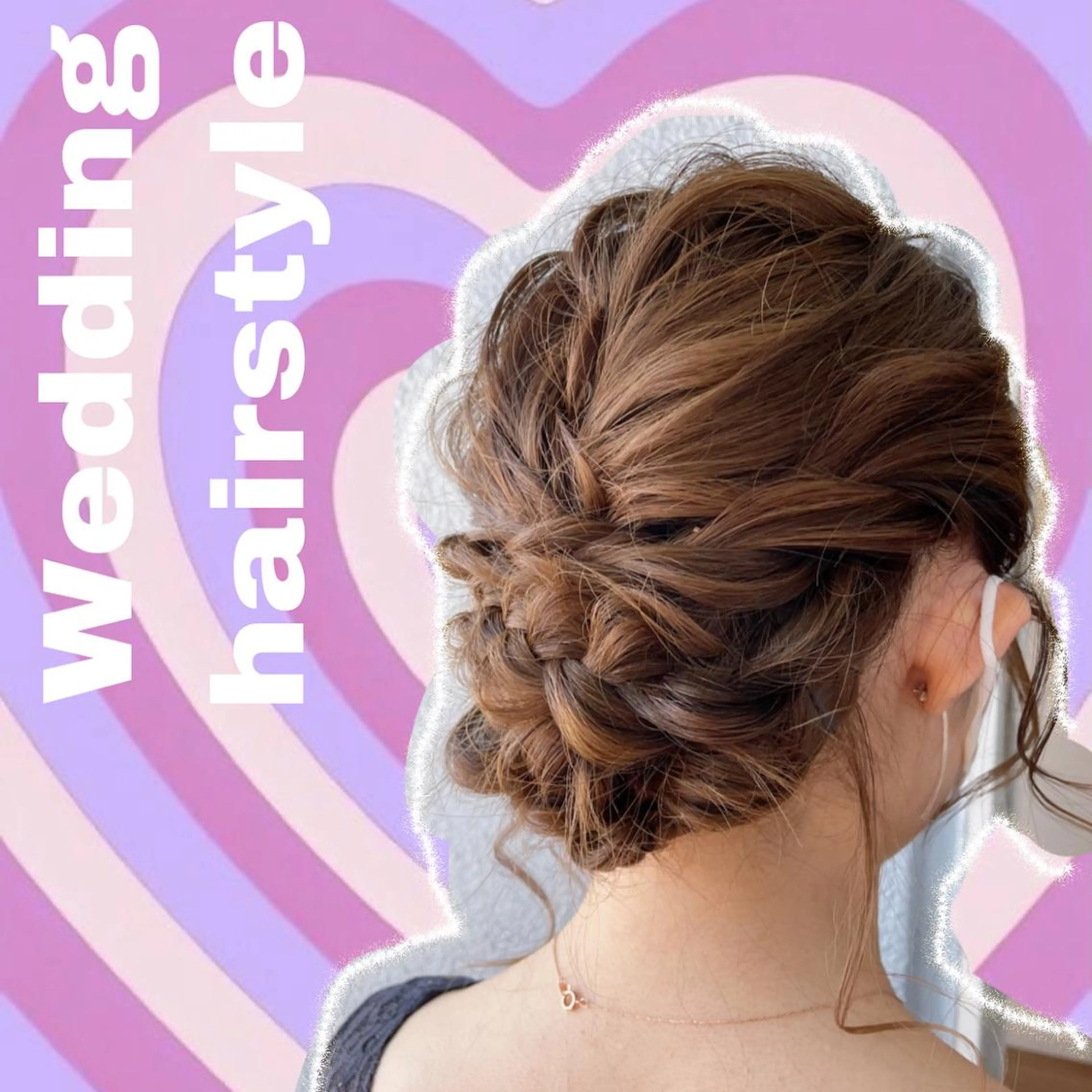 セミロング カラー ヘアアレンジ 結婚式・ブライダル なつき/艶ピンク/ girly hairのヘアスタイル