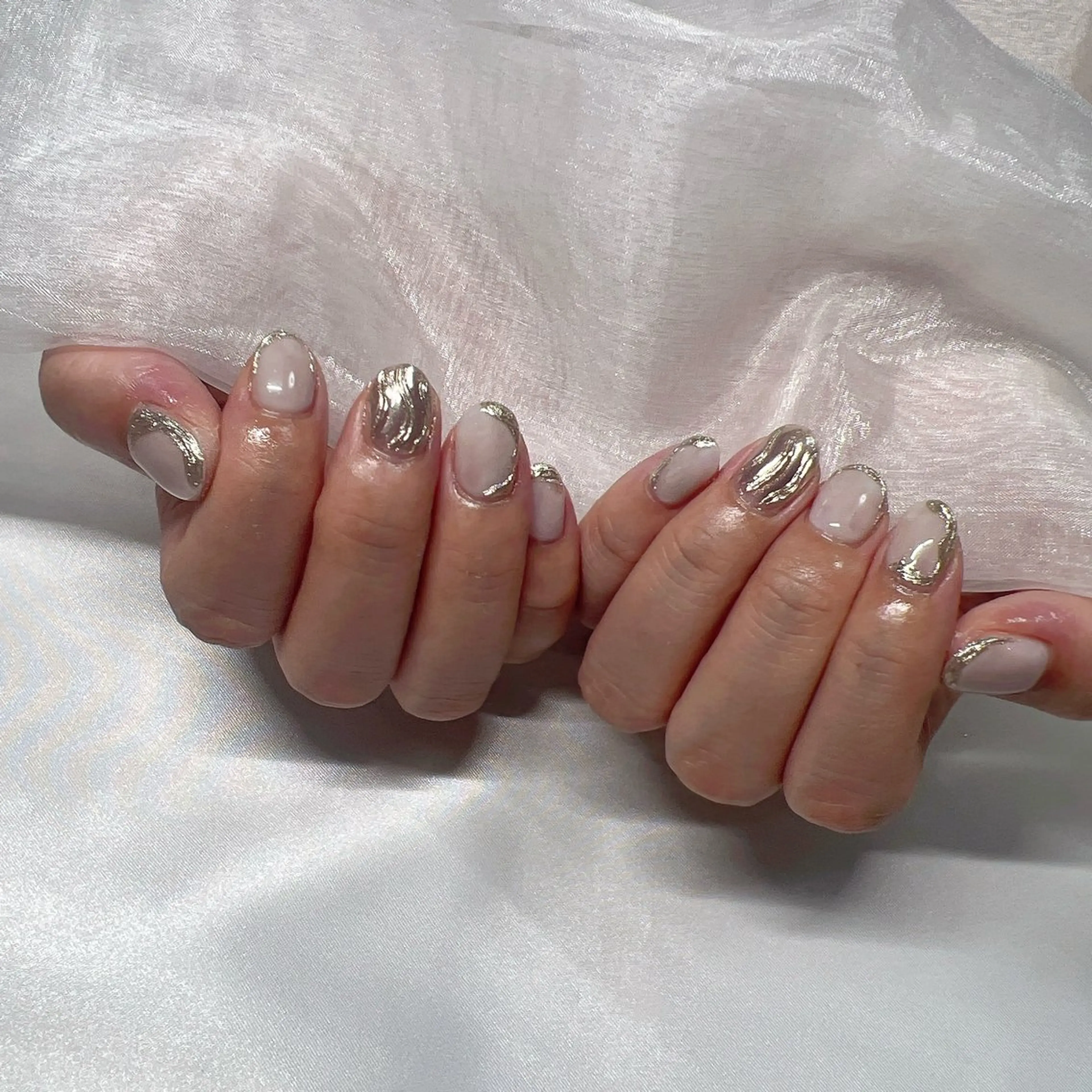 ネイル ジェルネイル 韓国ネイル ラメ(グリッター) マグネットネイル ミラーネイル ハンドネイル -nail salon-Reward所属・nail salon Rewardのネイルデザイン