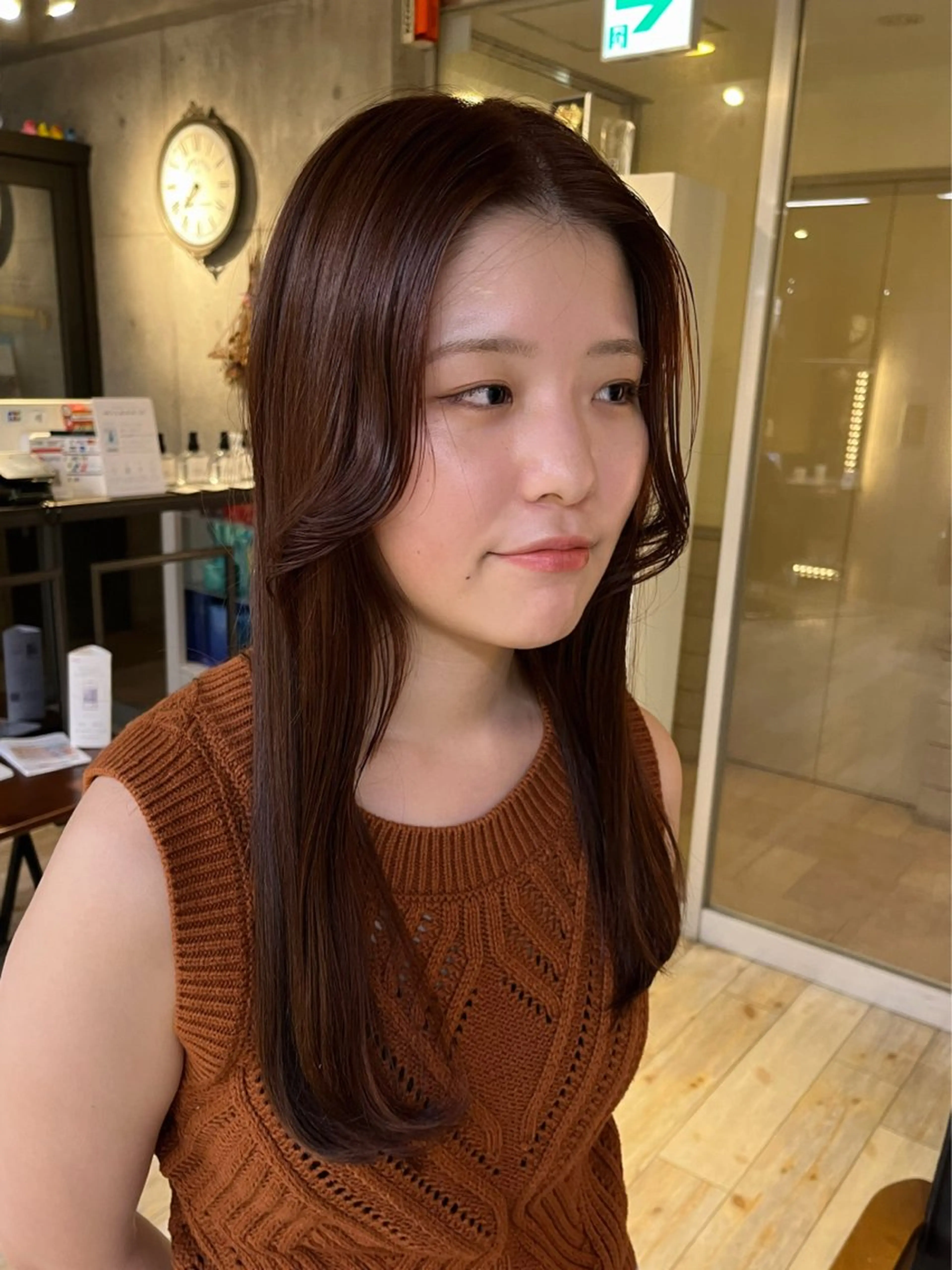 ロング カラー ブリーチ ブラウンカラー ブリーチなしカラー オレンジ オレンジブラウン ヘアカラー トリートメント ミユウ🌼ブリーチ / ダブルカラーのヘアスタイル
