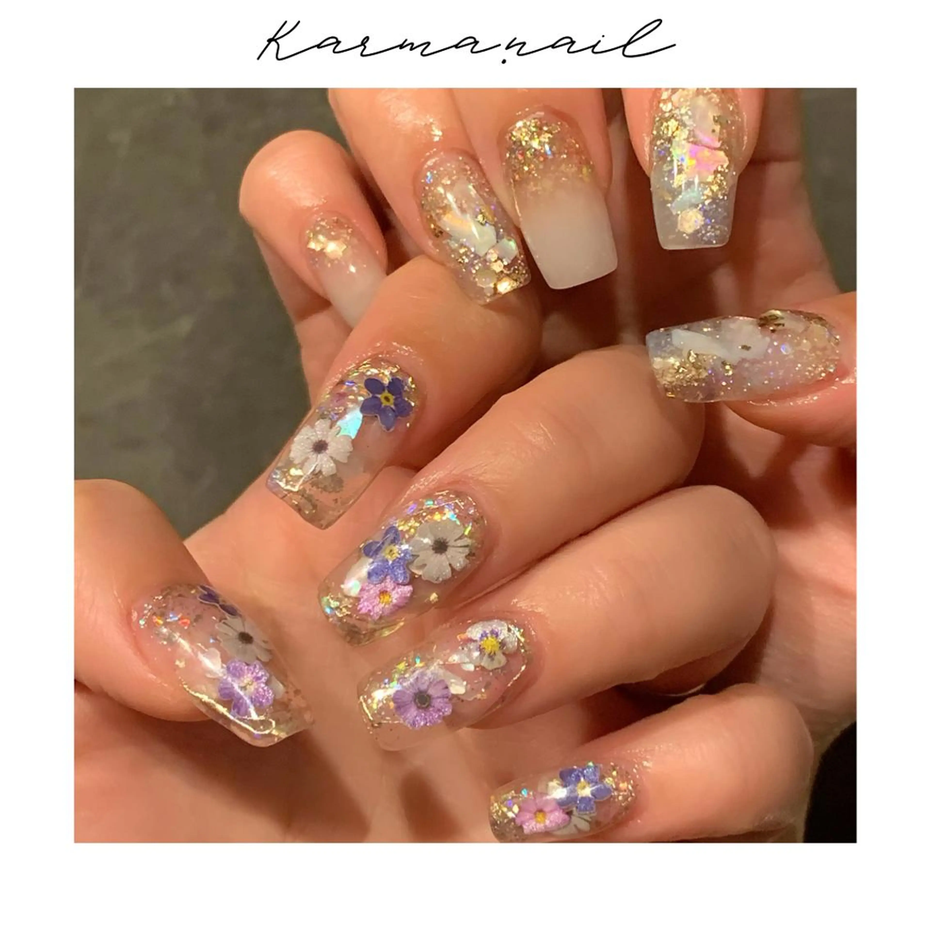 ロング ネイル スカルプネイル ハンドネイル KARMA salonのネイルデザイン