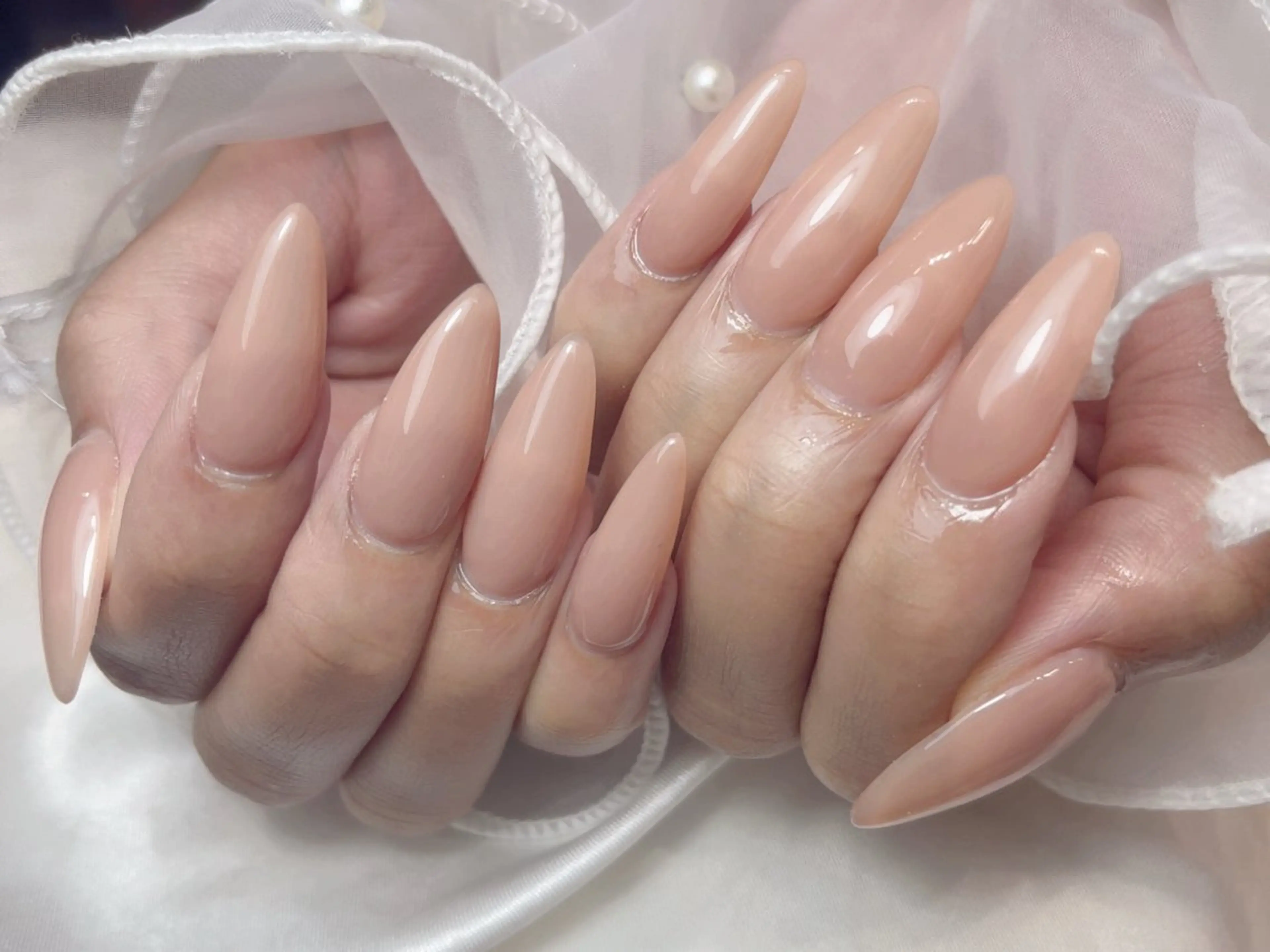 ネイル ワンカラーネイル ピンク スカルプネイル ハンドネイル salon de Tiara 碧のネイルデザイン