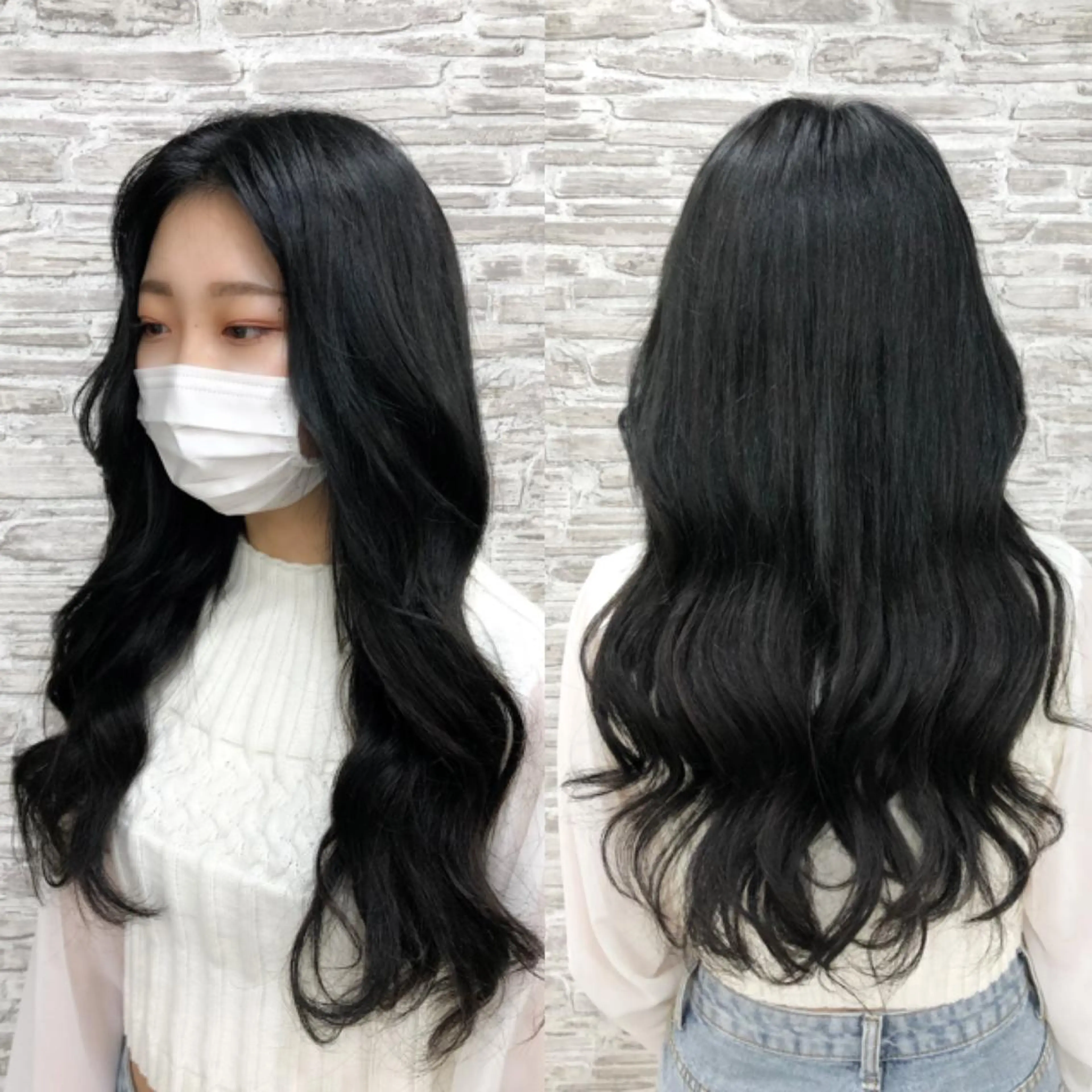 ミディアム カラー カット エクステ ヘアセット 韓国ヘア🤍髪質改善 🇰🇷AKANEのヘアスタイル