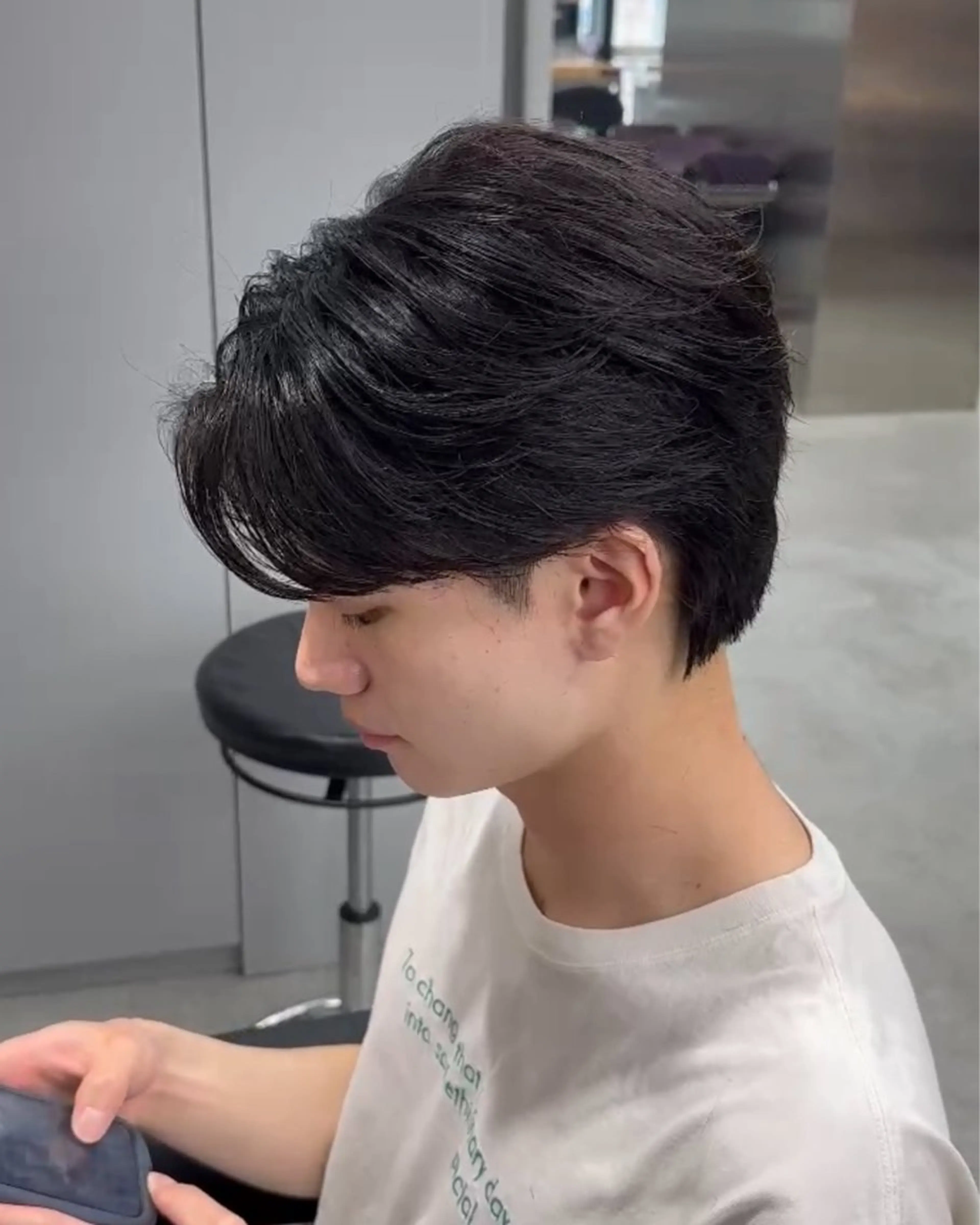 パーマ ヘアアレンジ メンズ カット パーマ ヘアセット Ryo横浜韓国ヘア/ ハイトーン/縮毛矯正のヘアスタイル