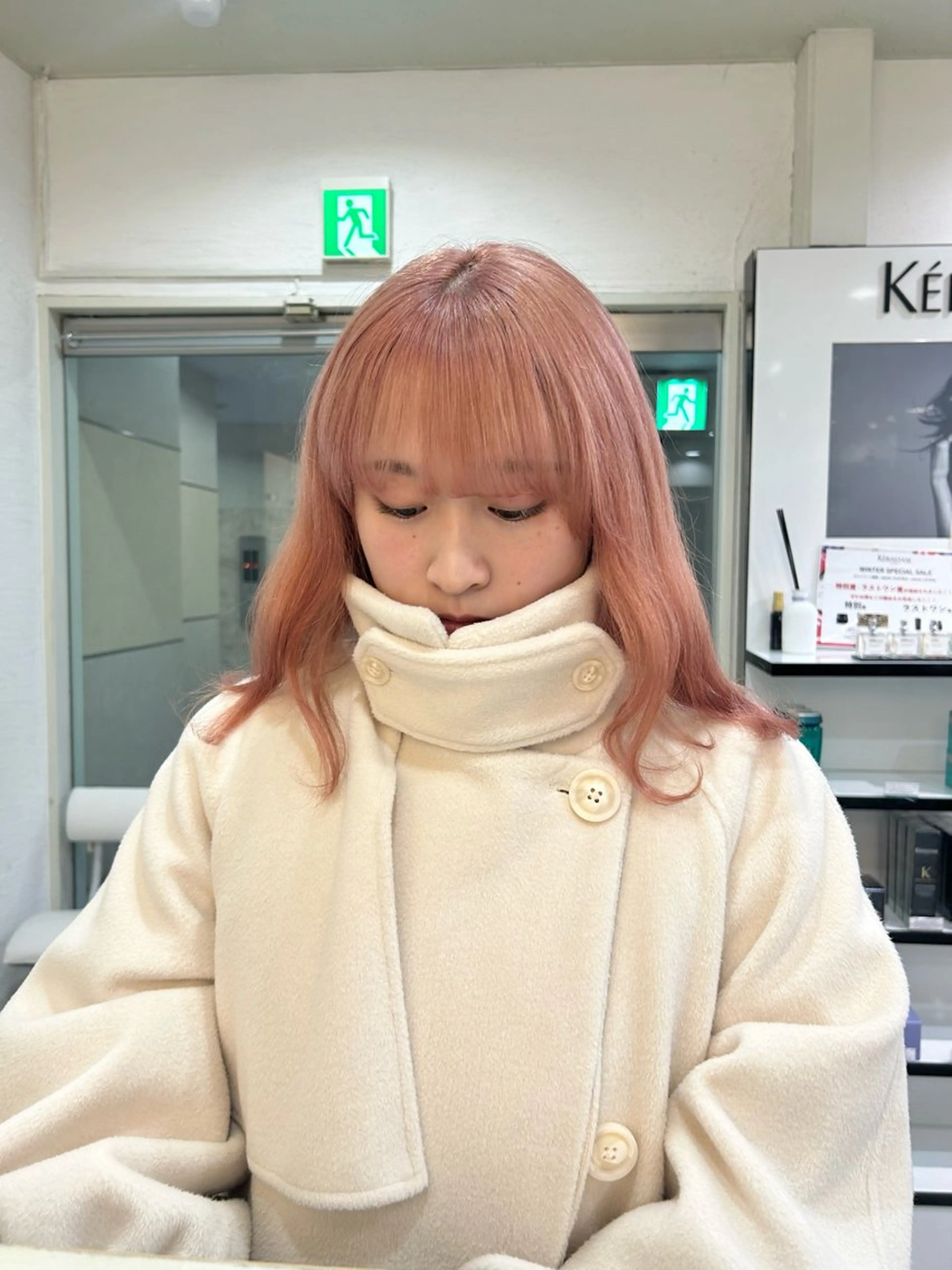 セミロング カラー ベージュカラー ピンクカラー ピンクベージュ ヘアカラー トリートメント inq sakae所属・りん🌷︎名古屋 透明感カラー/カットのヘアスタイル