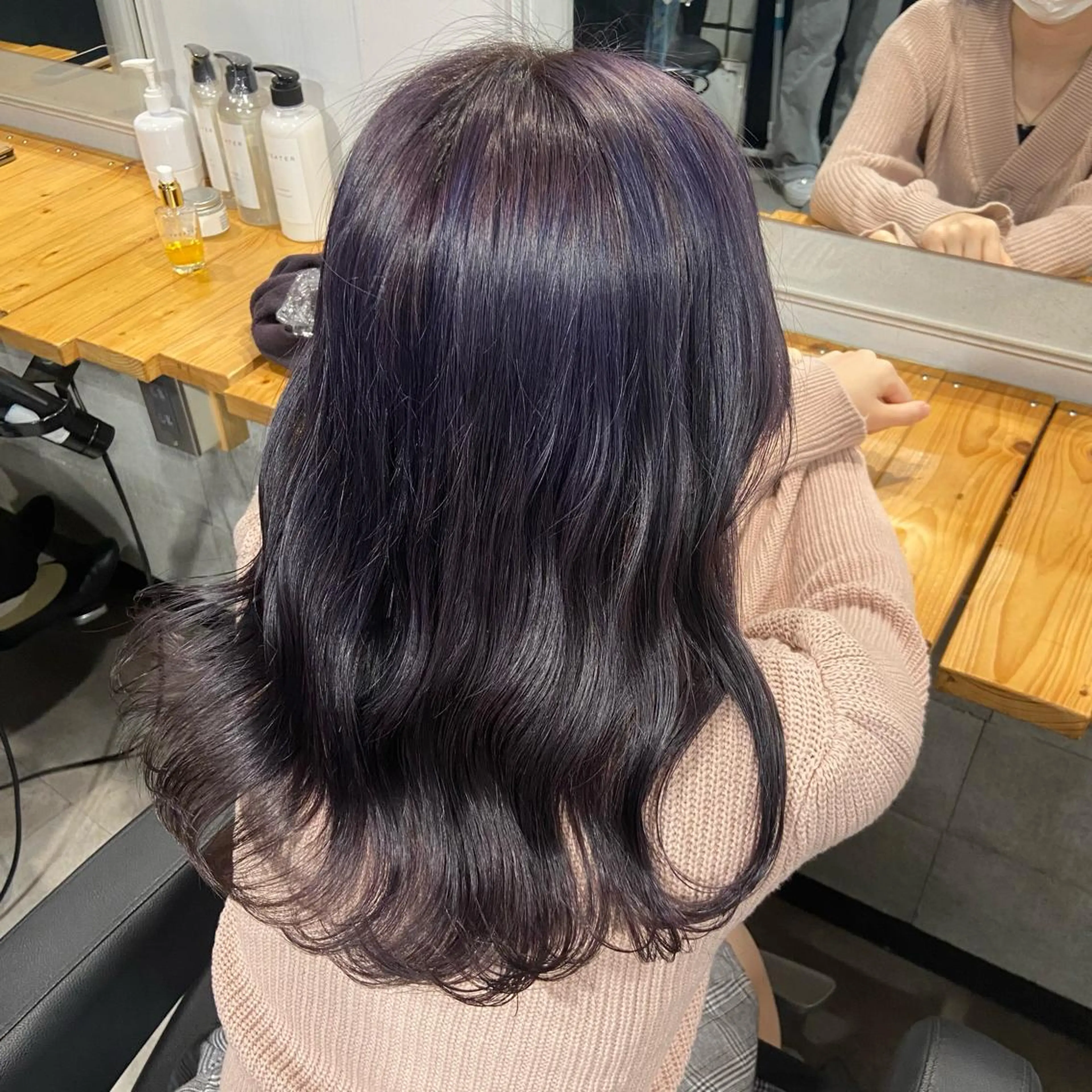 ロング アッシュ ピンクブラウン パープルカラー 髪質改善 トリートメント MEI🎀垢抜けカラ ー🎀韓国styleのヘアスタイル