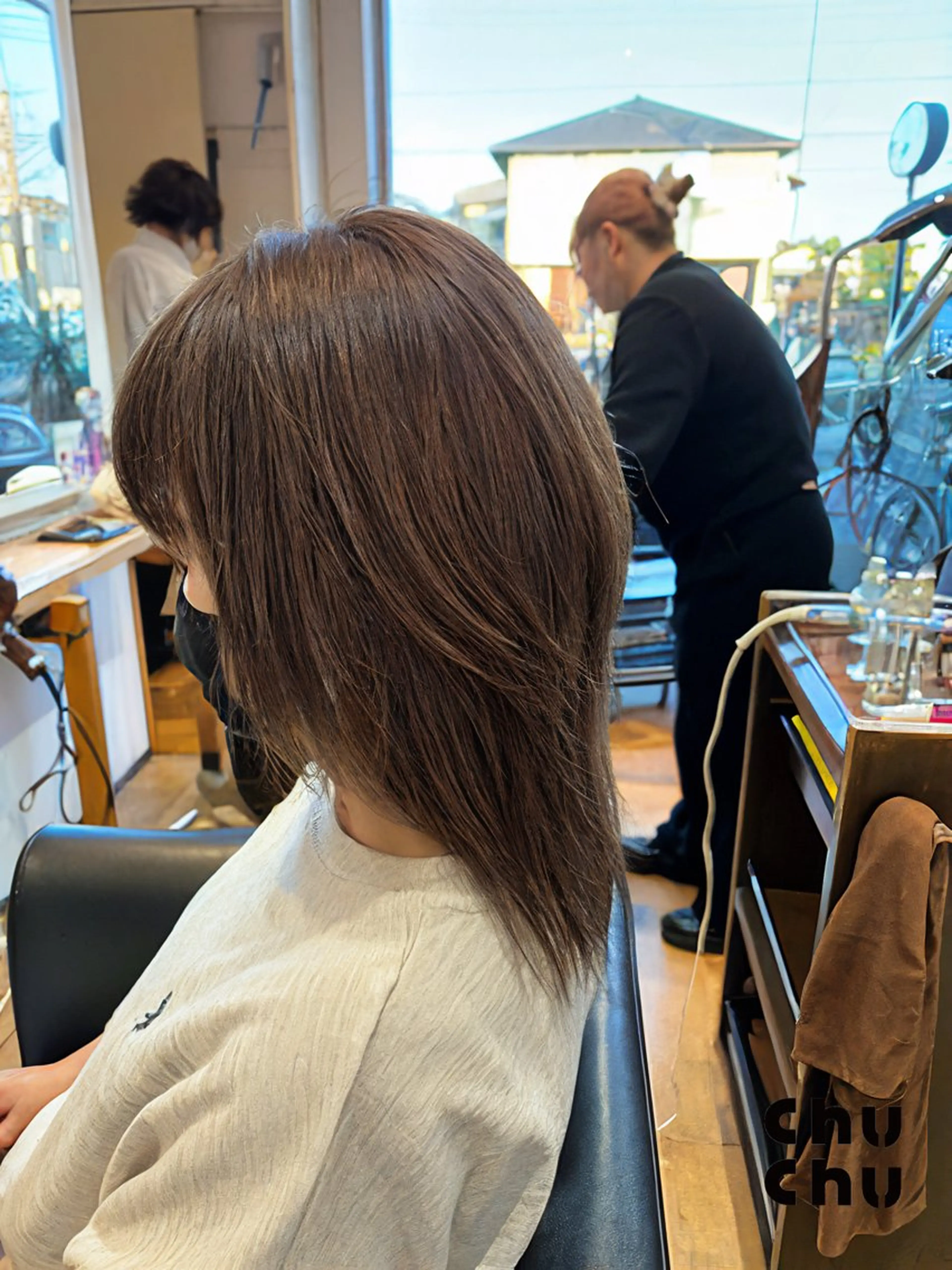 ミディアム カラー ミストバング ブリーチ  フェイスフレーミング ヘアカラー 秋山知穂　縮毛矯正 ショートが得意☆のヘアスタイル