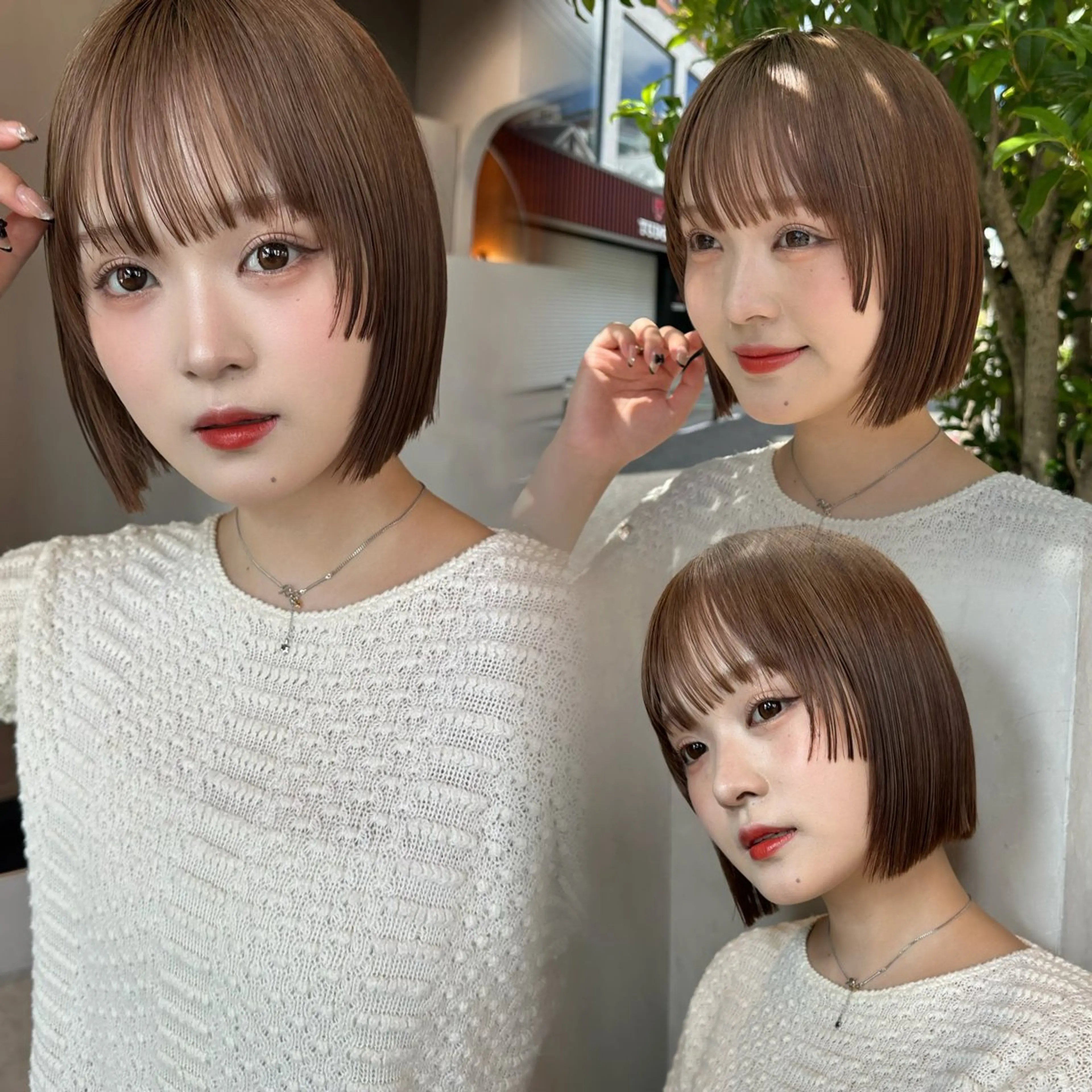ミディアム カット ヘアカラー トリートメント ボブ/縮毛矯正/艶 カラーボブ/Yukiのヘアスタイル