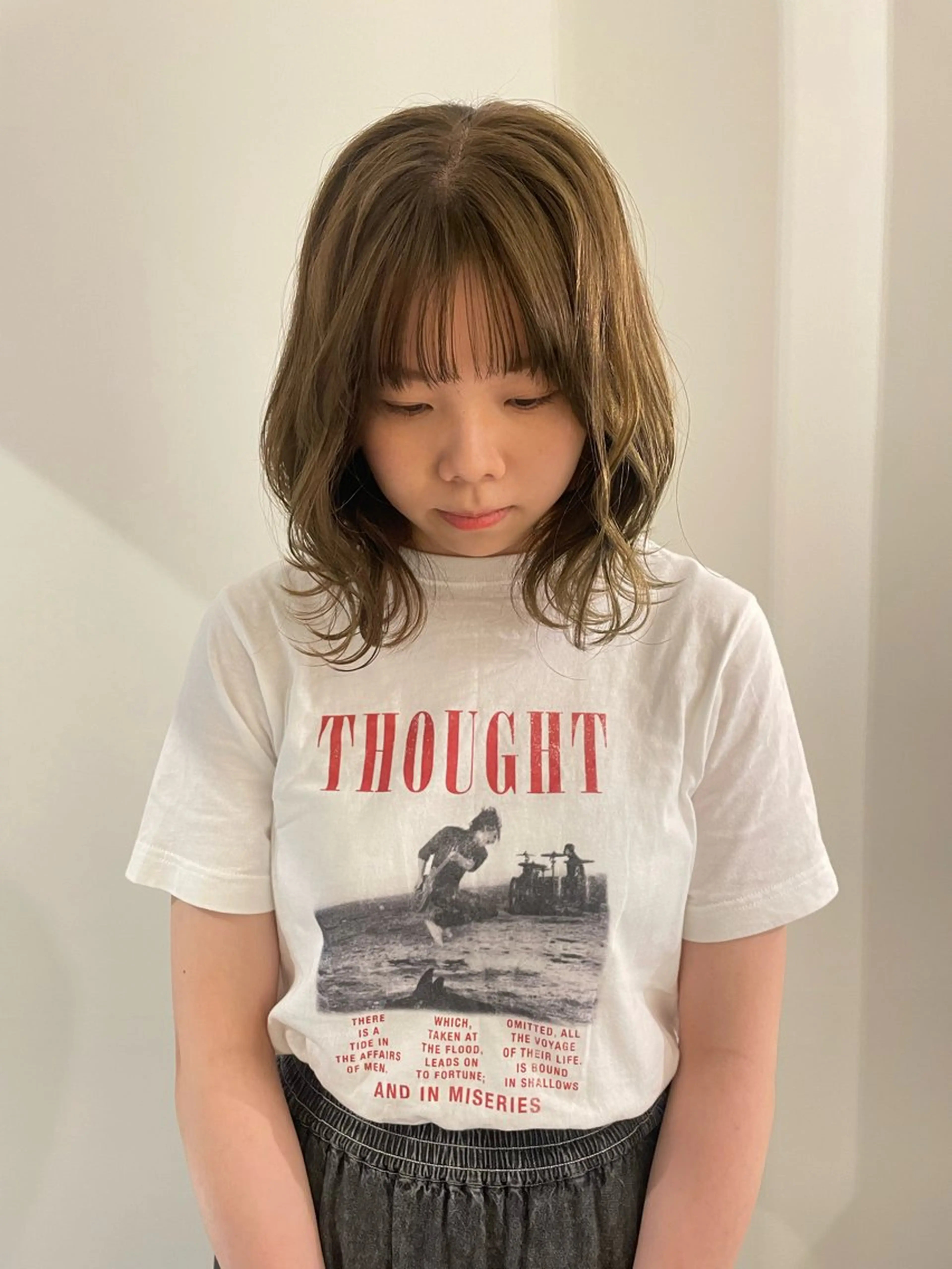 ミディアム カラー ブリーチ ダブルカラー ブリーチなしカラー カット ヘアカラー 渋谷 留菜のヘアスタイル