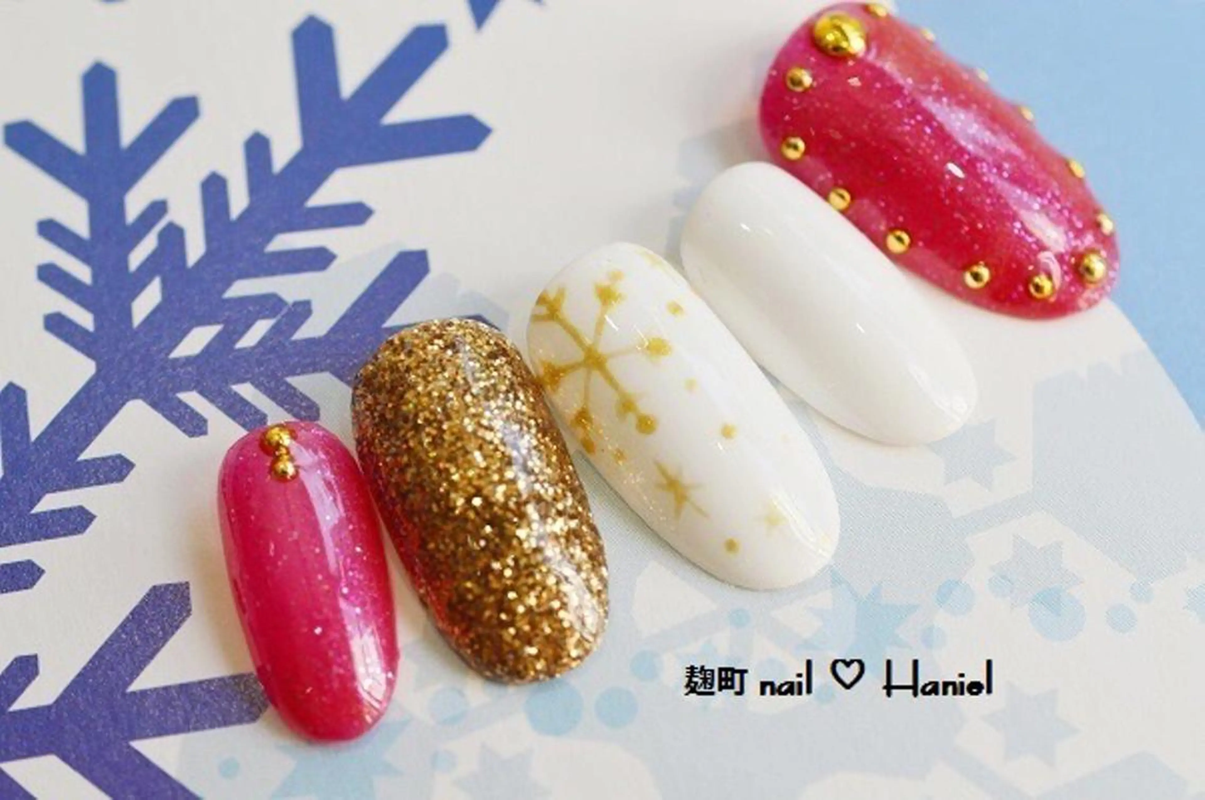 ネイル アートネイル ジェルネイル パラジェル 冬ネイル クリスマス nail Haniel所属・半蔵門サロンハニエル 魅神 ちよのネイルデザイン