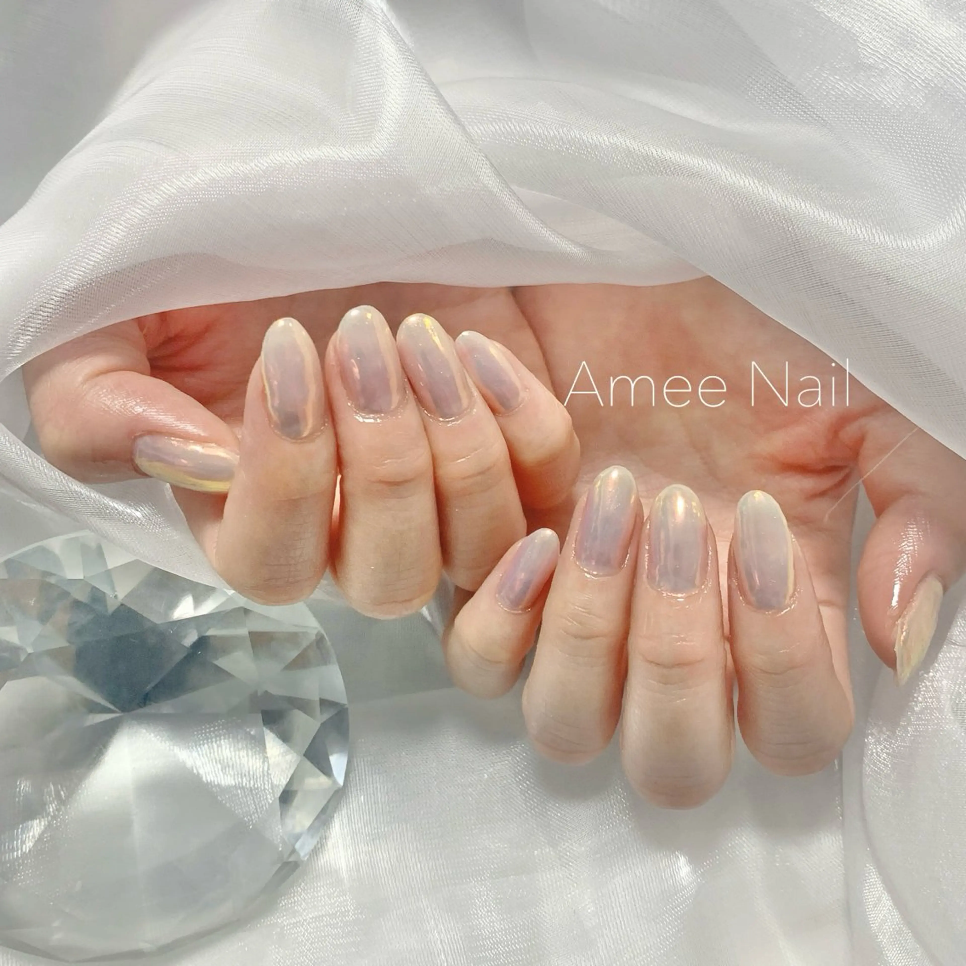 ネイル 成人式 ロングネイル マグネットネイル 大理石ネイル(マーブル) リボン ハンドネイル Amee Nailsalon所属・Amee Nailsalonのネイルデザイン