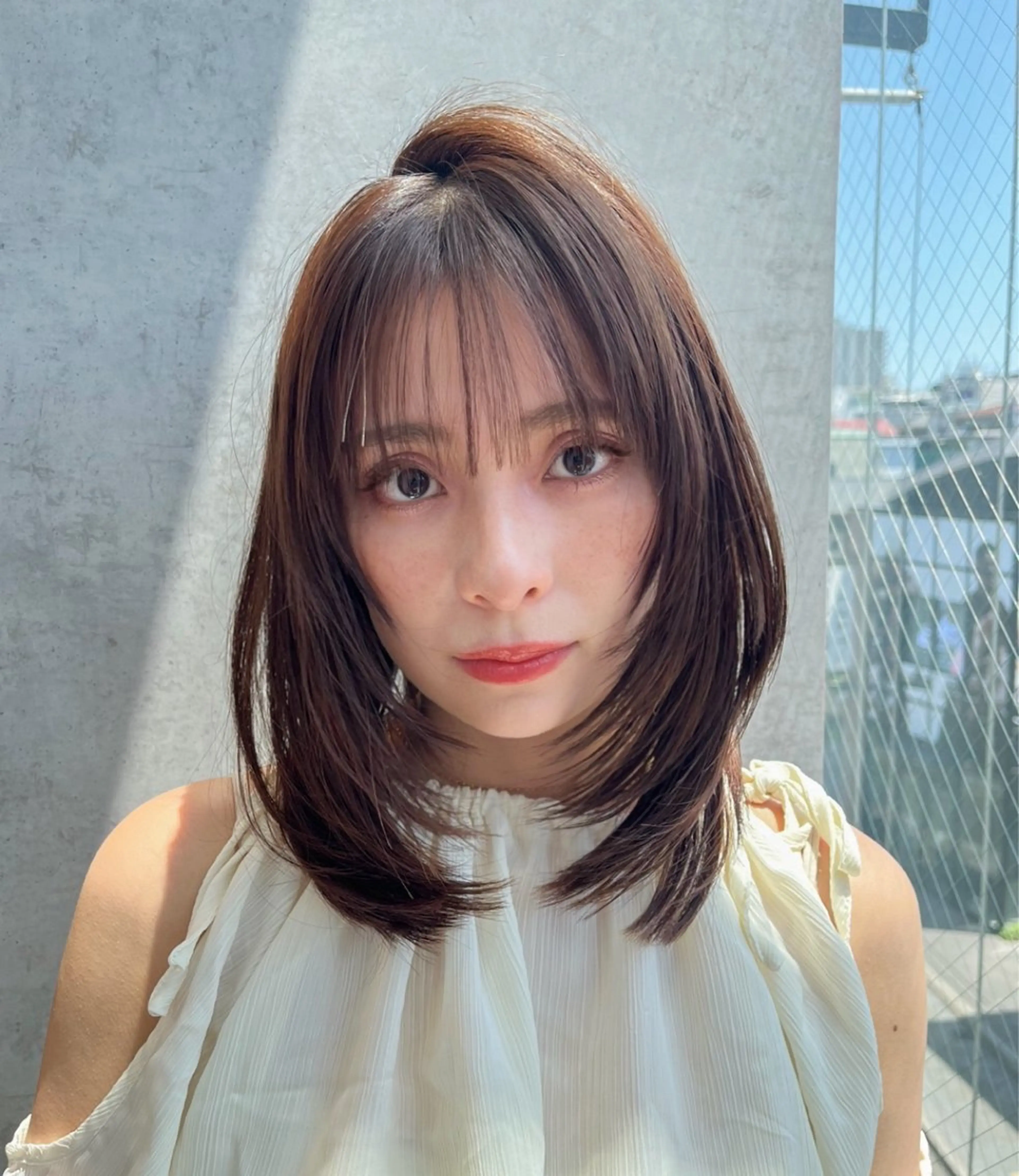 ミディアム カラー 山崎/韓国縮毛矯正 レイヤー髪質改善のヘアスタイル