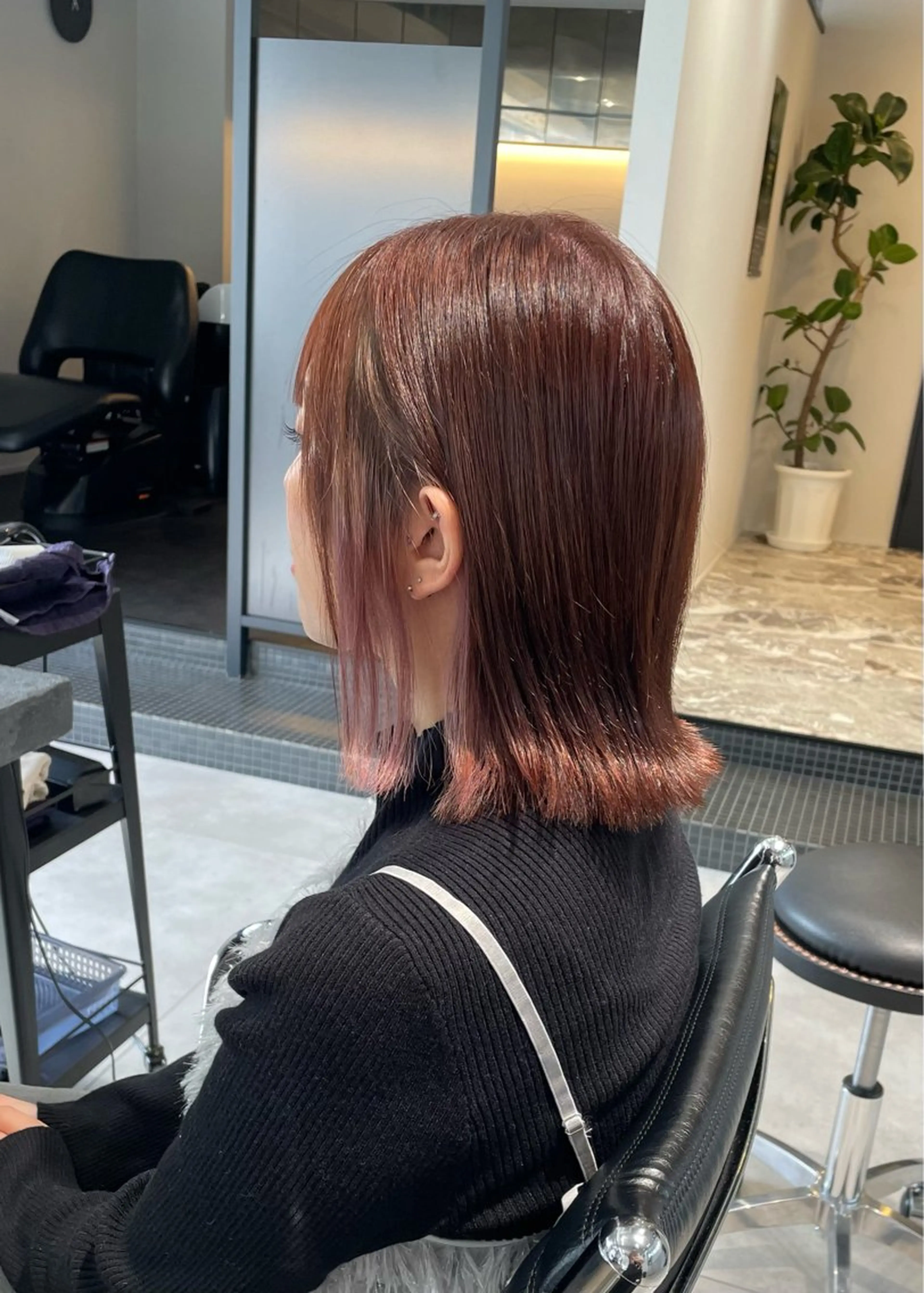 ミディアム カラー ブラウンカラー カシス ピンクカラー ヘアカラー トリートメント 🌷ケアブリーチ /透明感/れい🌷のヘアスタイル