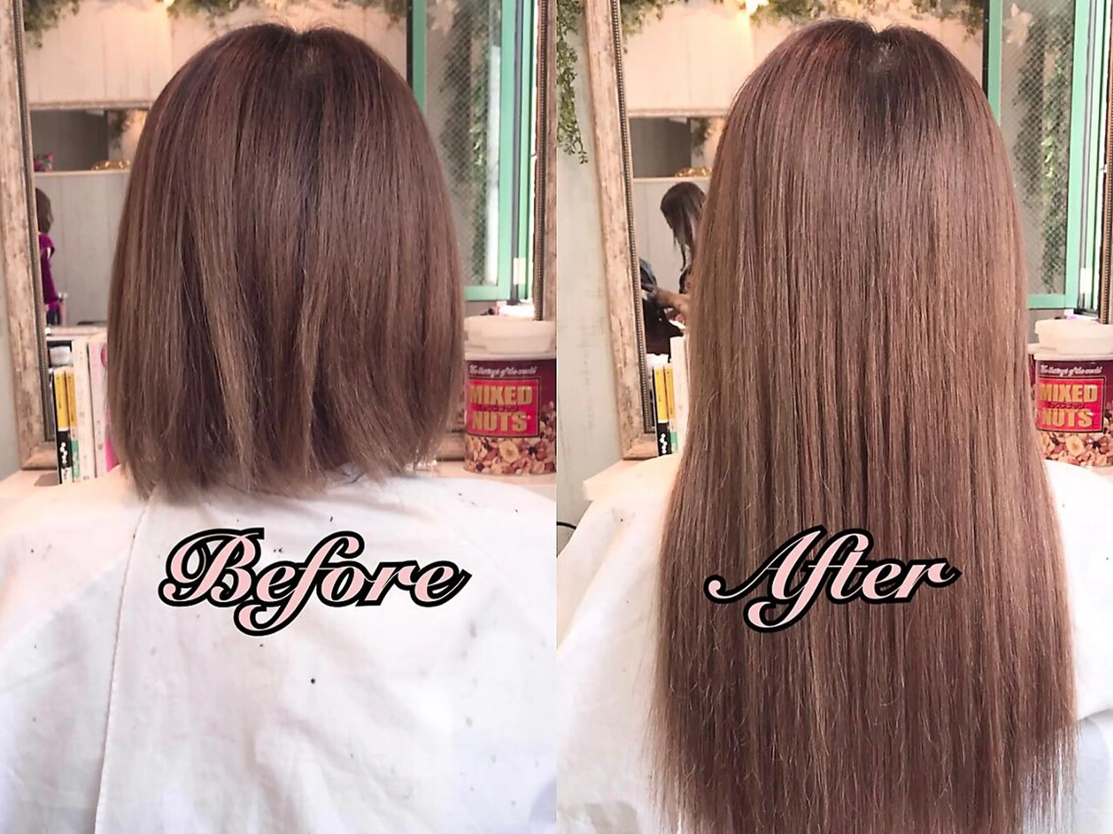 ロング カラー 大阪レミーエクステ チビ編み込みのヘアスタイル
