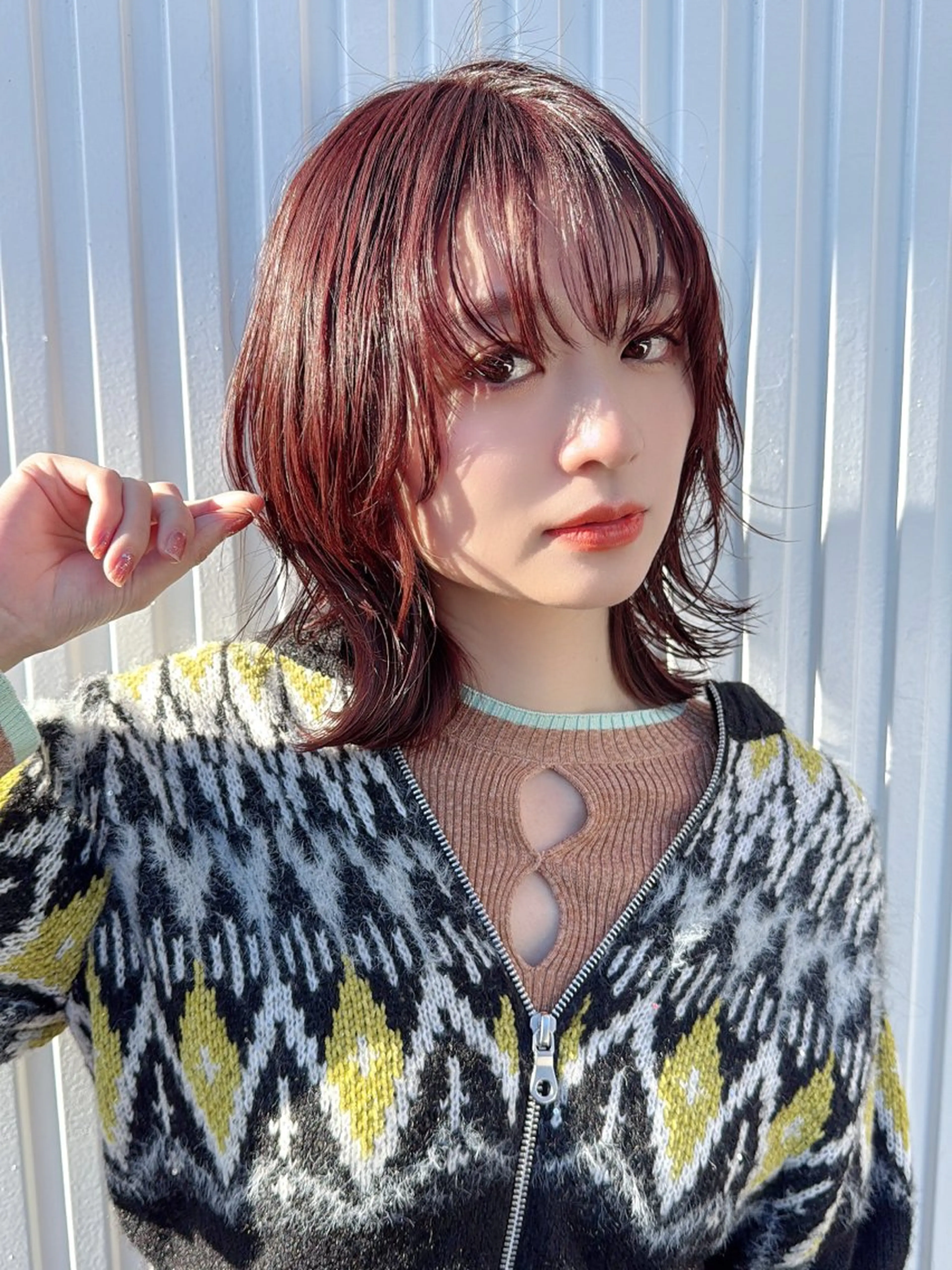 ミディアム ボブレイヤー ボブ くびれヘア 髪質改善 韓国風ヘア ボブ・レイヤー・縮毛 /内藤康太のヘアスタイル