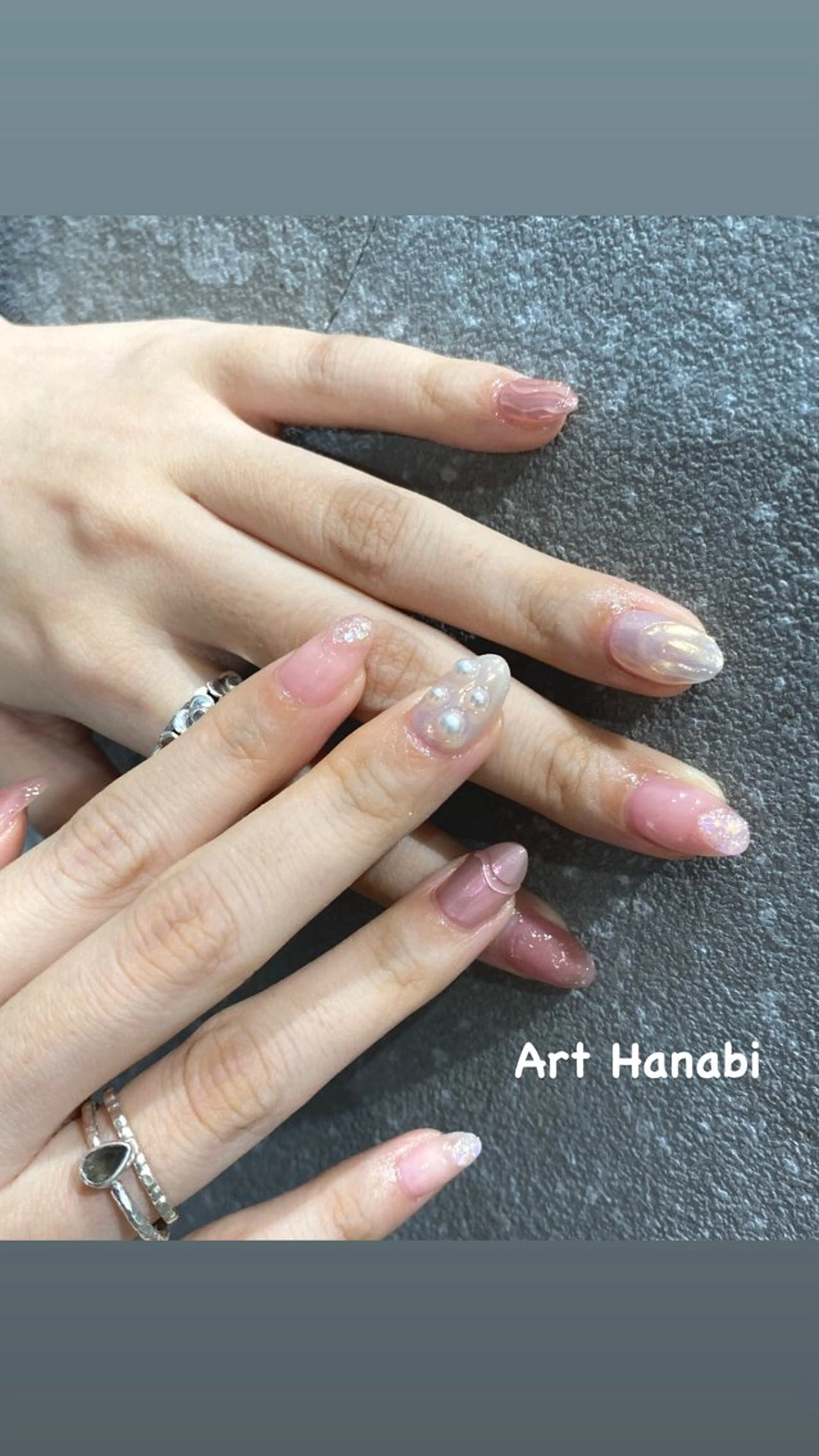 ネイル アートネイル ミラーネイル 持ち込み ニュアンスネイル ぷっくりネイル Art Hanabi所属・Art Hanabi ミリのネイルデザイン