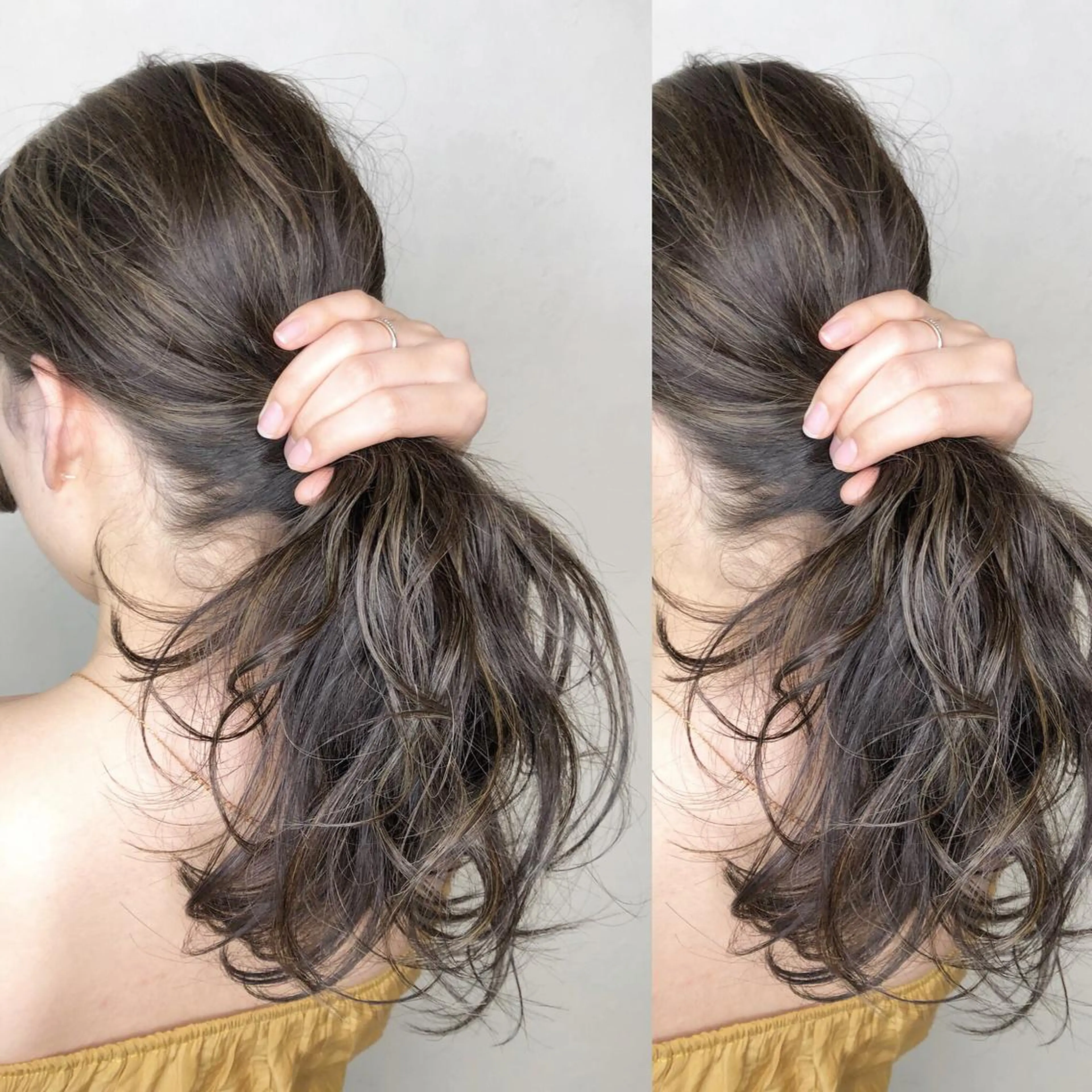 ミディアム カラー アディクシーカラー アッシュ 透明感カラー グレージュ ハイライトカラー JIL BLAN 京都のヘアスタイル