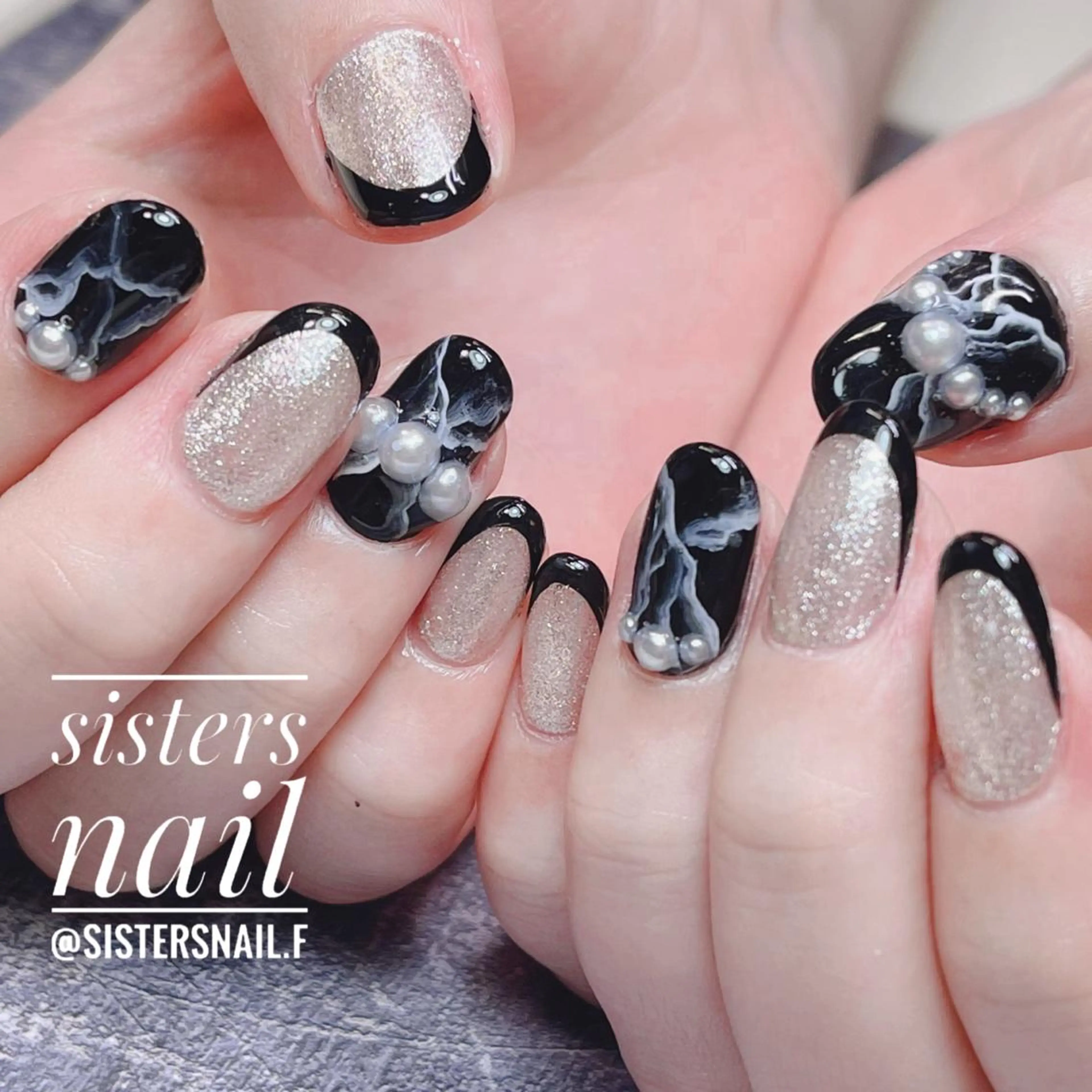 ネイル アートネイル フレンチネイル 大理石ネイル(マーブル) sisters nail.fのネイルデザイン