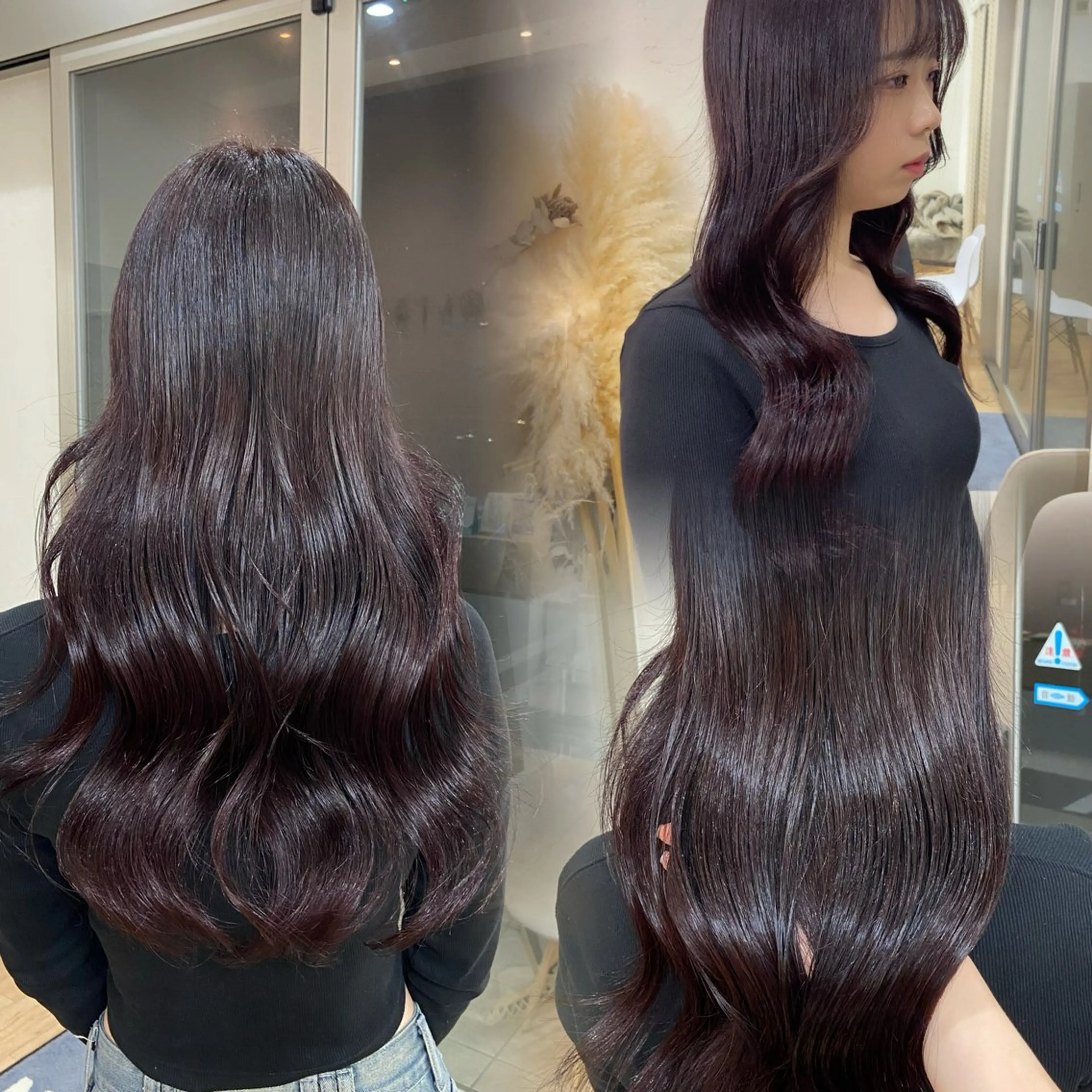 ロング カラー ボルドーカラー 吉成 葉南のヘアスタイル