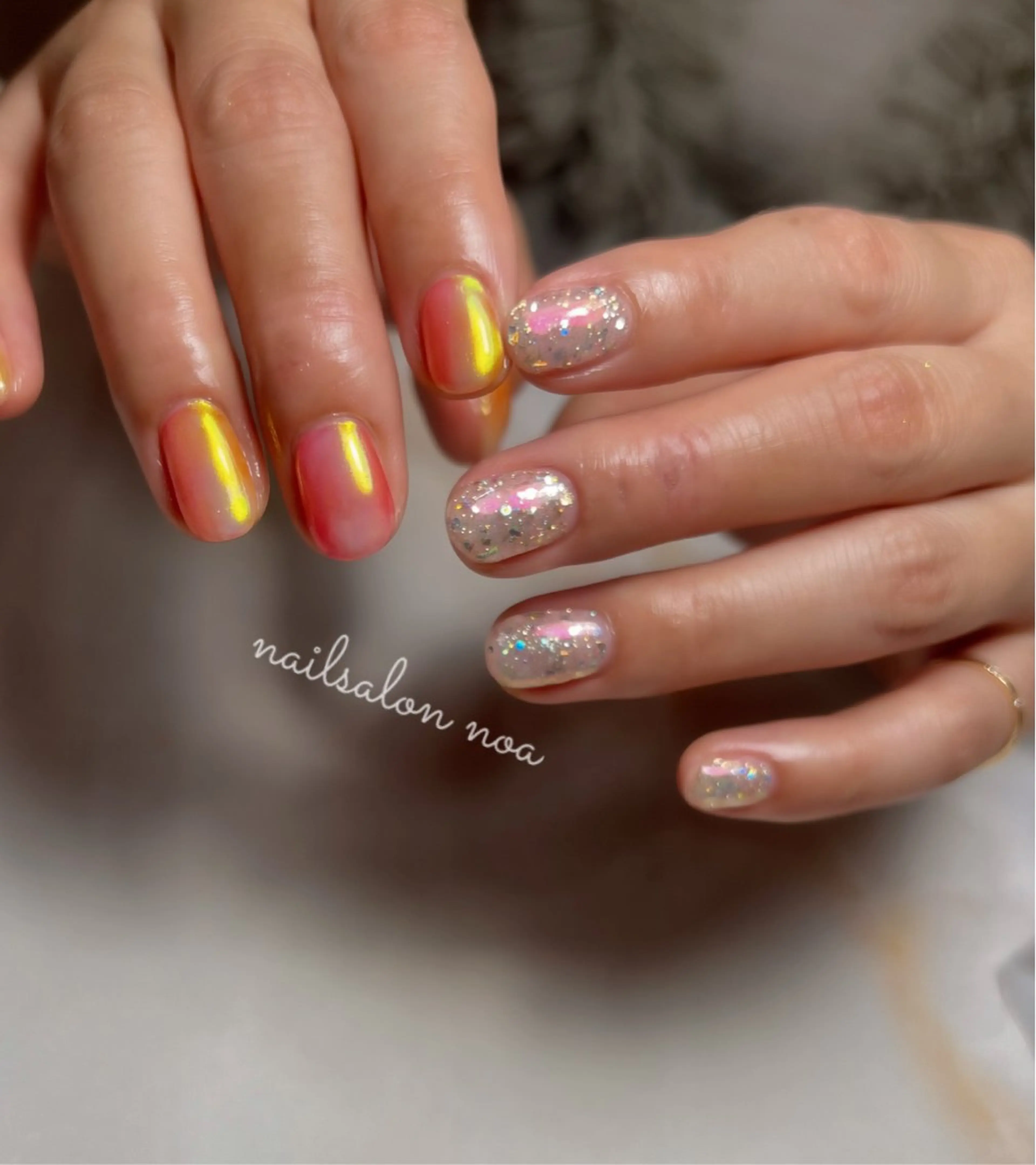 ネイル ジェルネイル マグネットネイル ニュアンスネイル パラジェル 夏ネイル ハンドネイル noa nail所属・nailist sakiのネイルデザイン