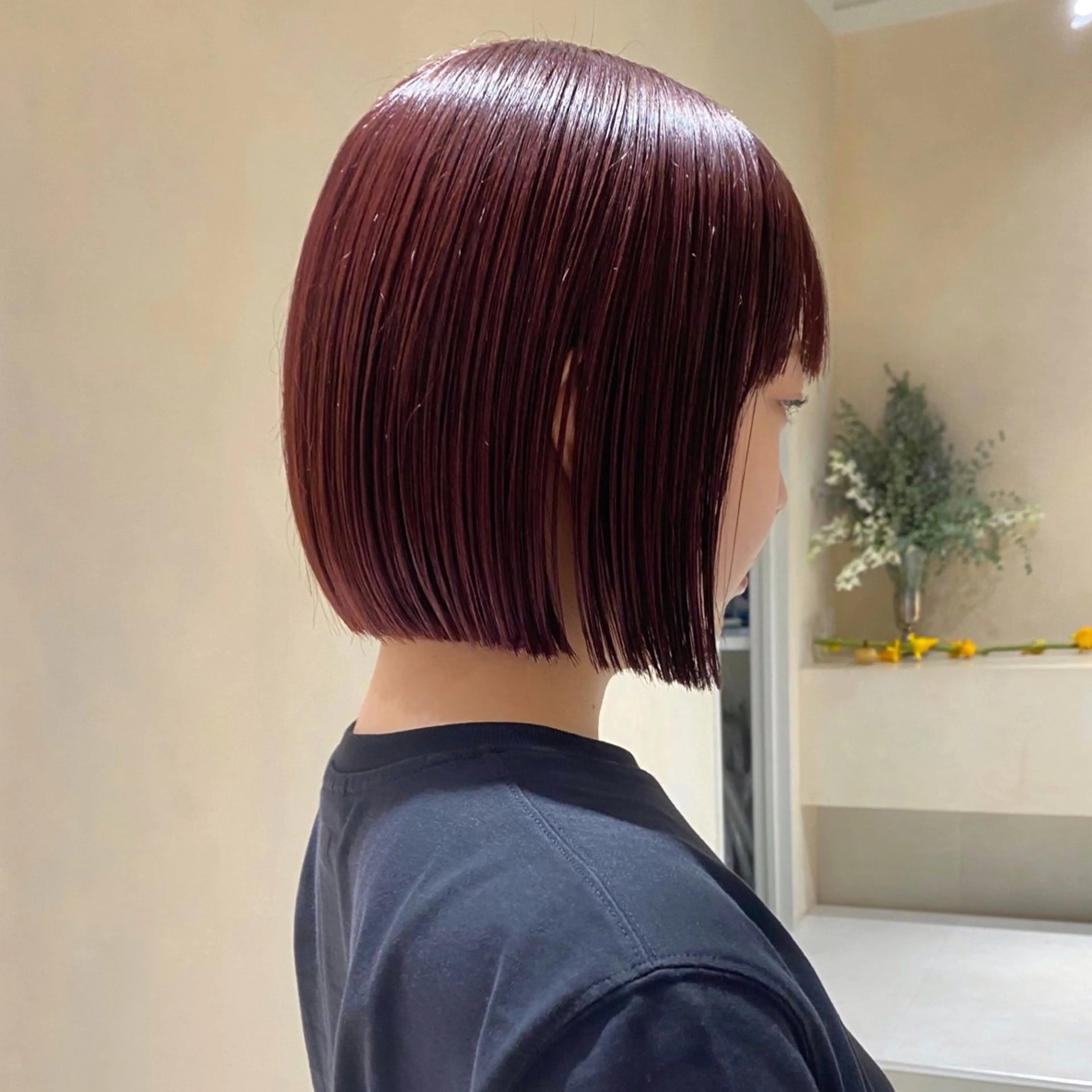 ショート カラー ボルドーカラー cie所属・ボブ/ミニボブ 透明感カラーkadoのヘアスタイル