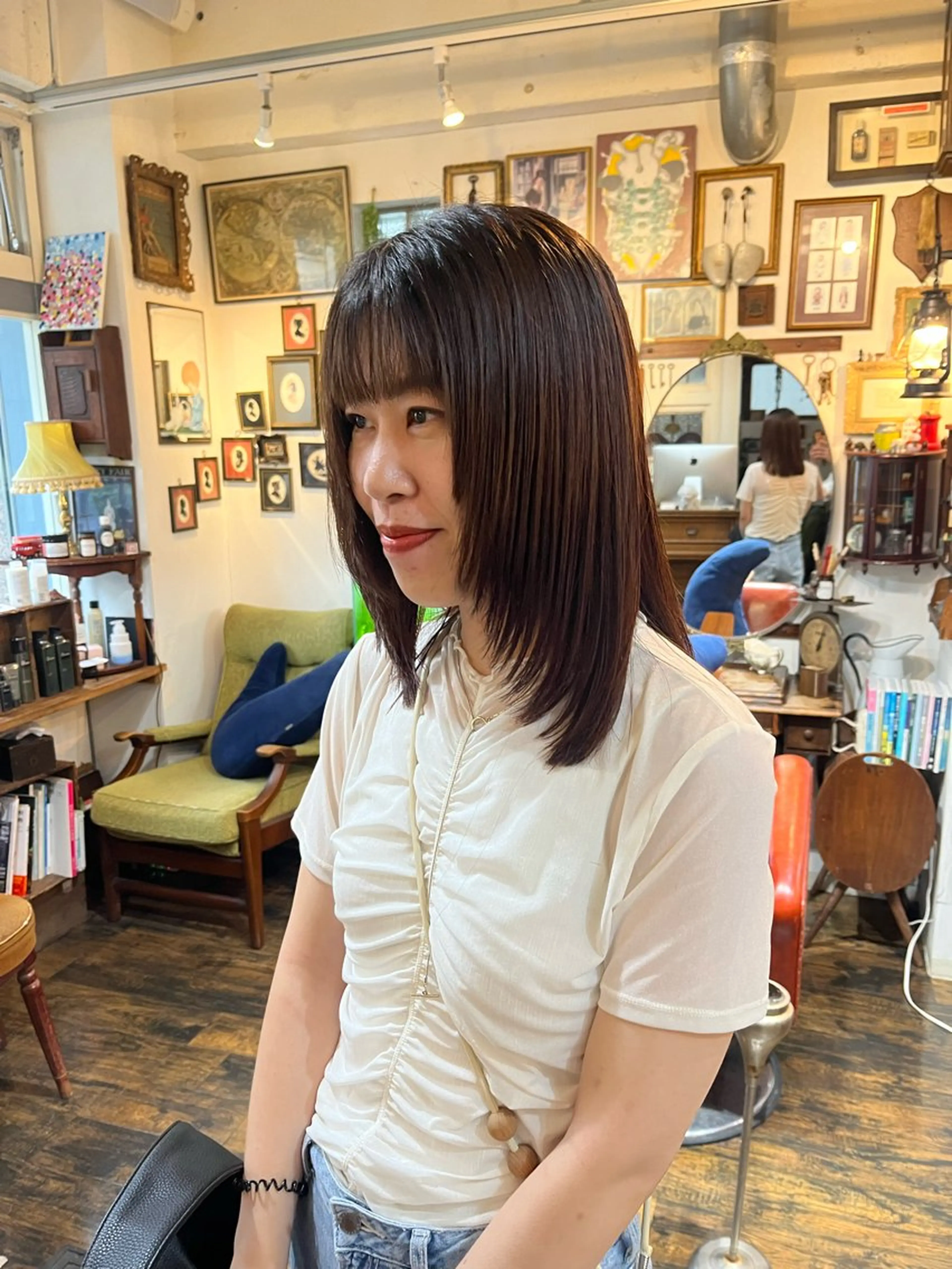 ロング レイヤーカット カット ヘッドスパ 抜け感パーマ/ 顔まわり/緒方椋のヘアスタイル