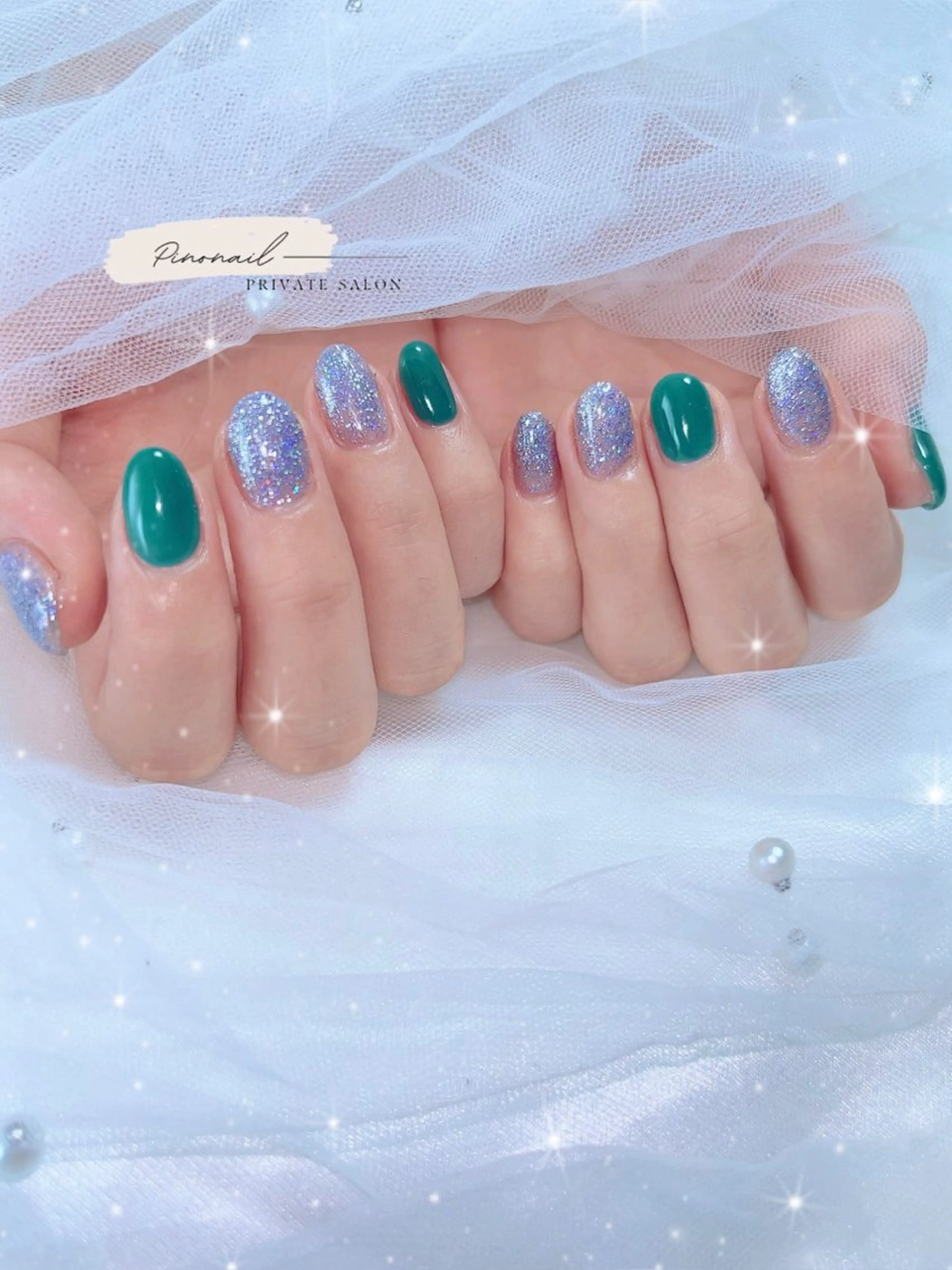 ネイル フラッシュネイル ラメ(グリッター) ハンドネイル pinonail所属・Pino Nailのネイルデザイン