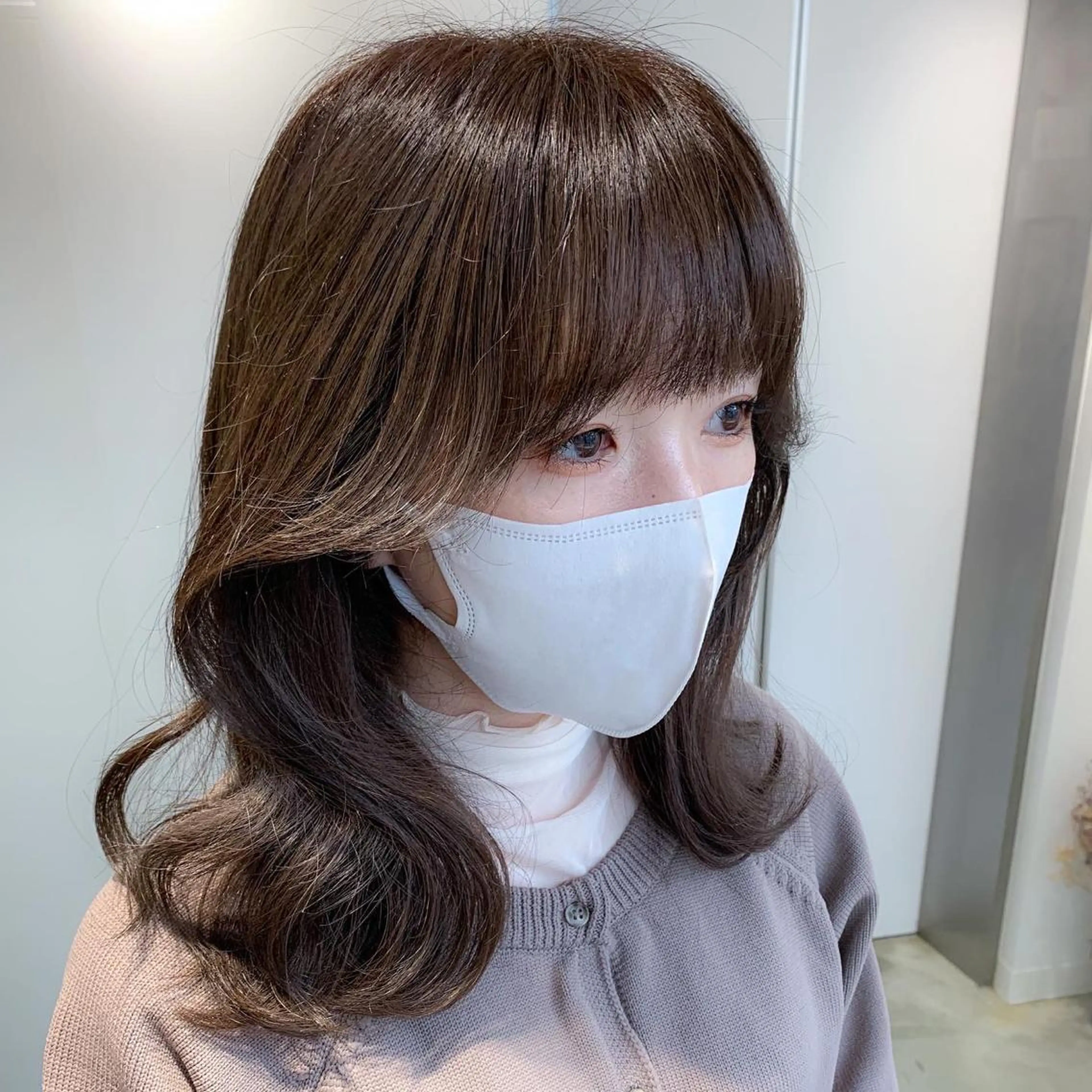 ミディアム カラー カット ヘアカラー トリートメント ハッシュカット/韓国 レイヤー/Unaのヘアスタイル