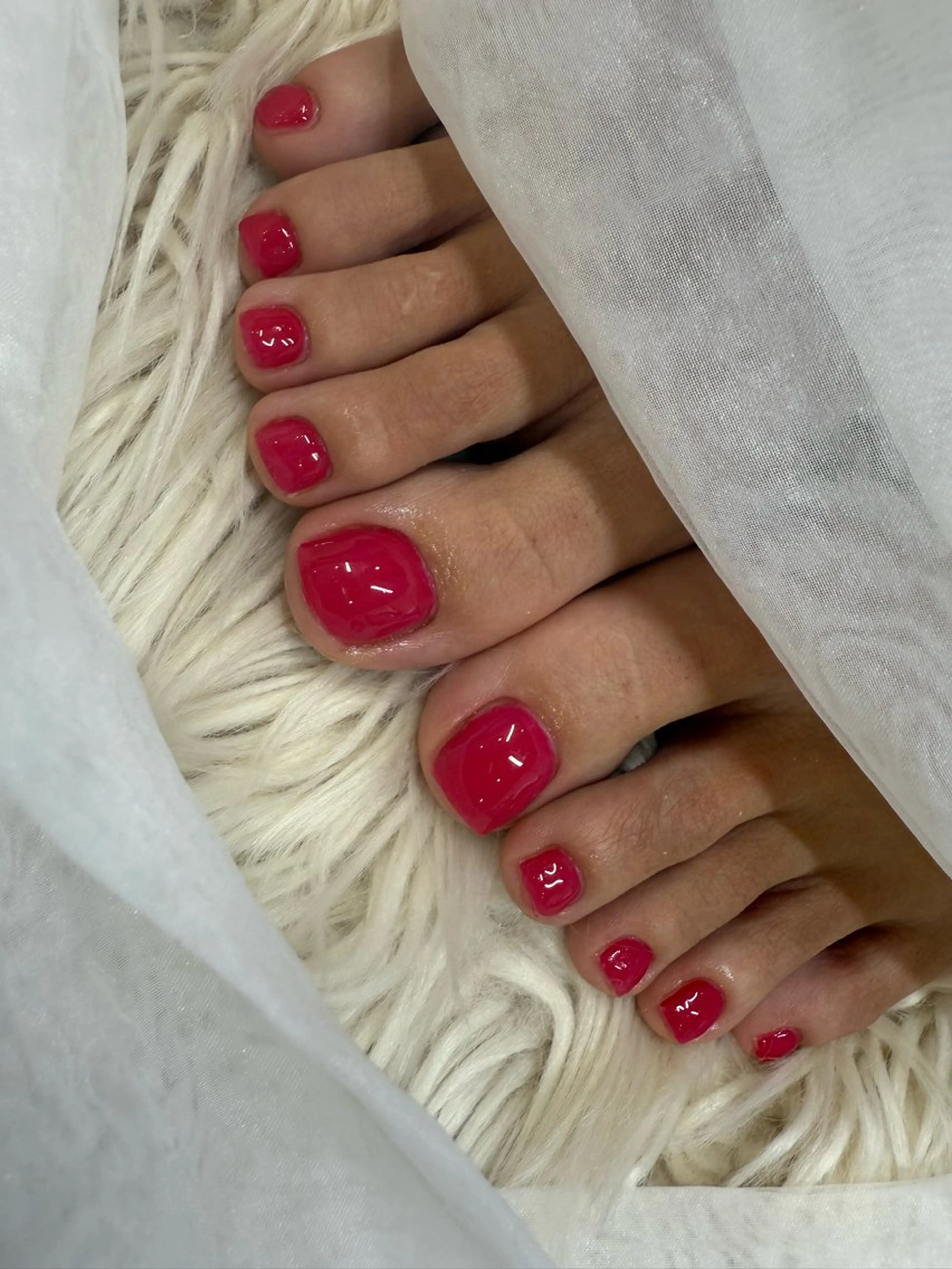 ネイル フットネイル ワンカラーネイル ピンク シンプルネイル IGU-Ta nail所属・IGU-TaNail Asamiのネイルデザイン