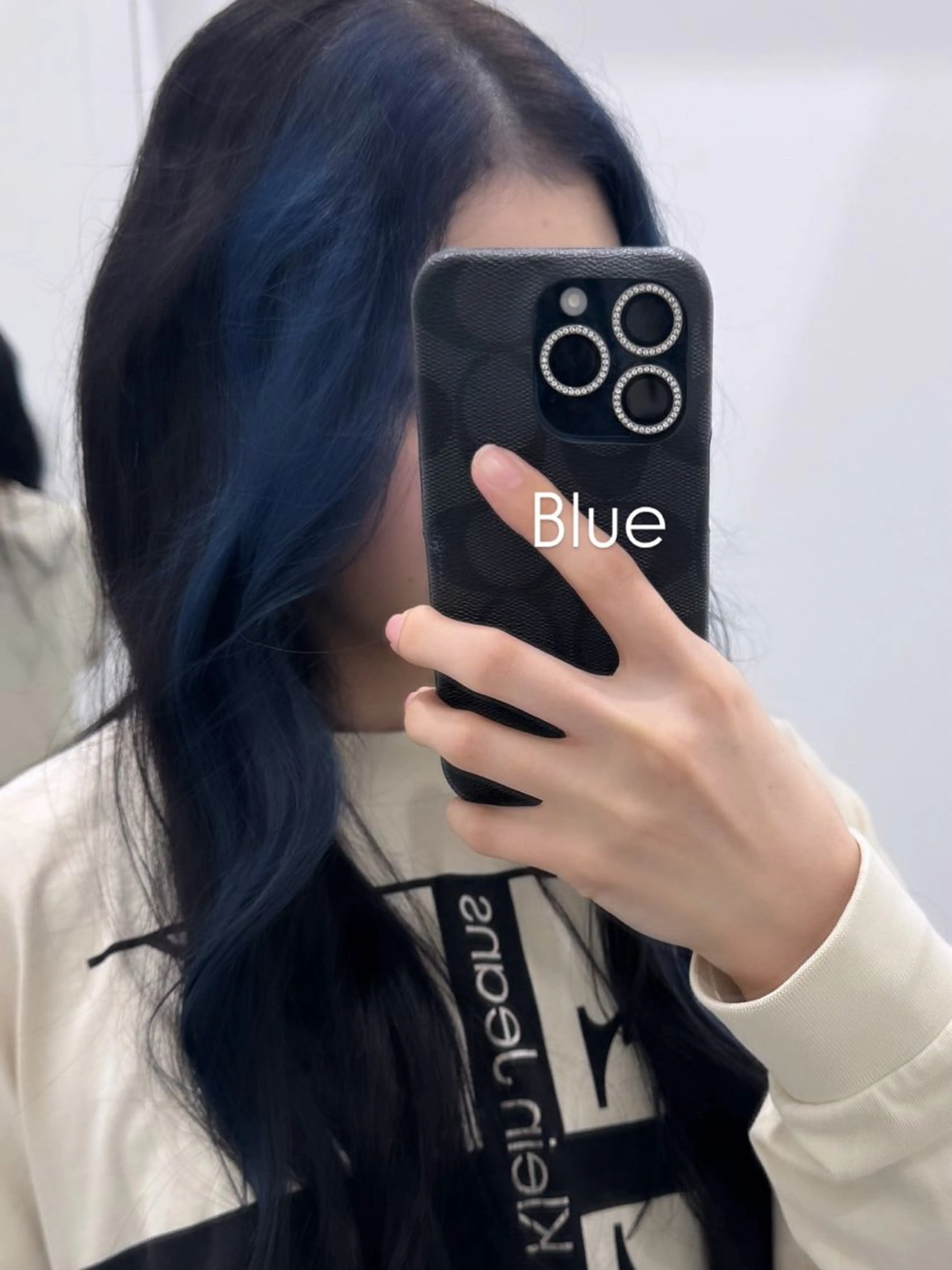 ロング カラー ミストバング ブルーカラー  フェイスフレーミング 茅ヶ崎/ハイトーン/ Ramuのヘアスタイル