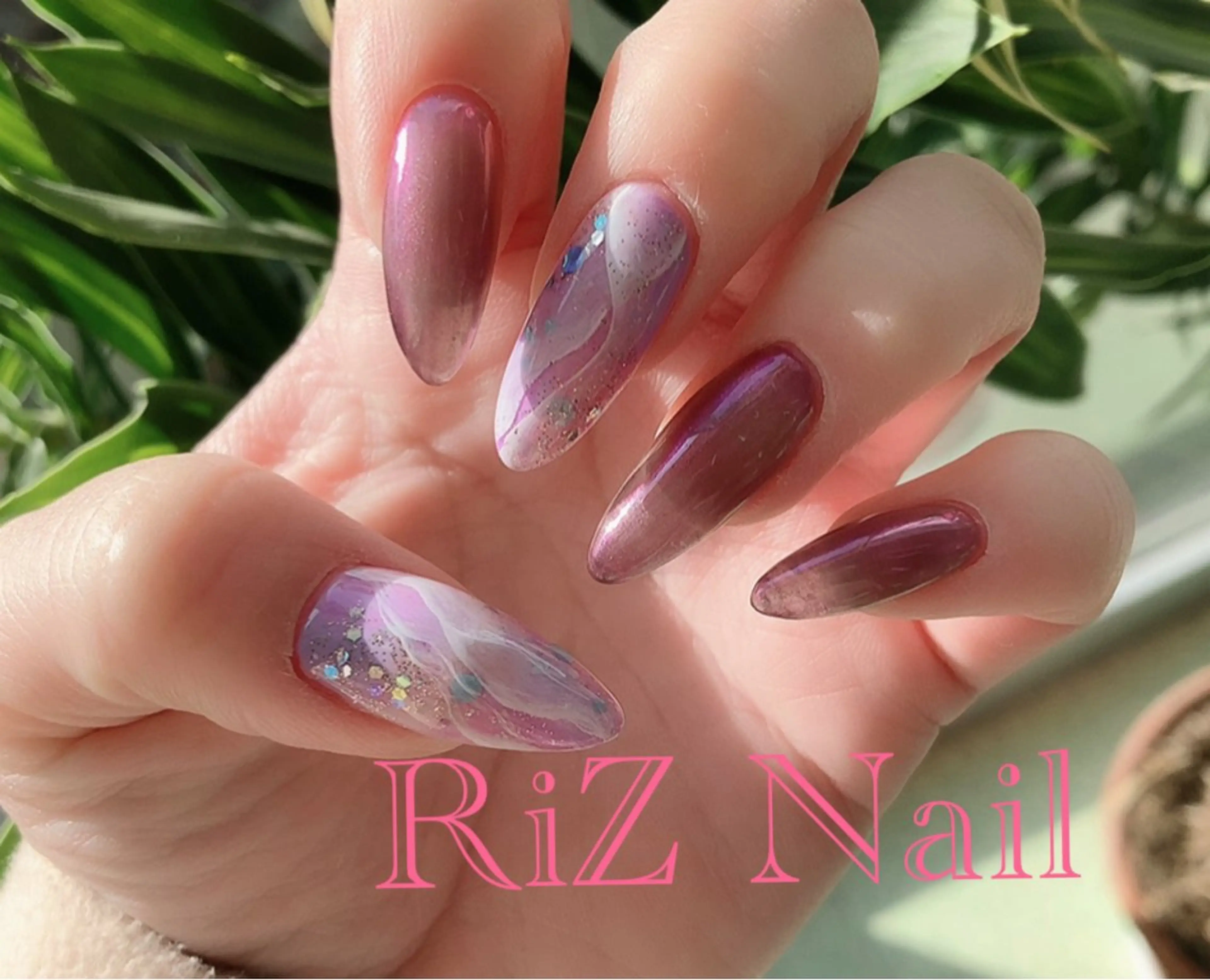 ネイル アートネイル オーロラネイル 大理石ネイル(マーブル) ニュアンスネイル オフィスネイル RiZ nail salonのネイルデザイン